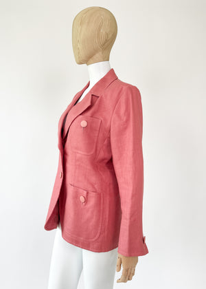 Vintage Yves Saint Laurent Pink Linen Blazer