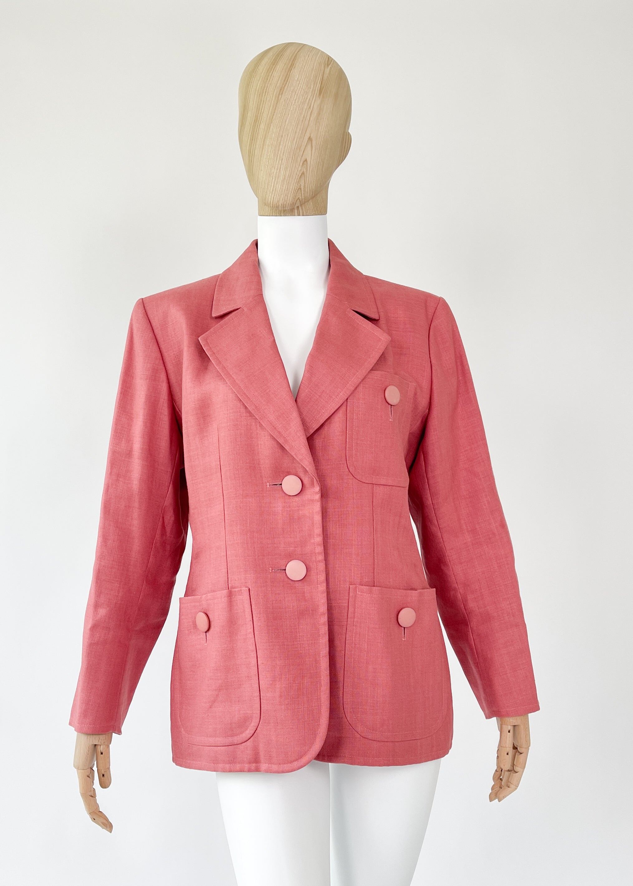 Vintage Yves Saint Laurent Pink Linen Blazer