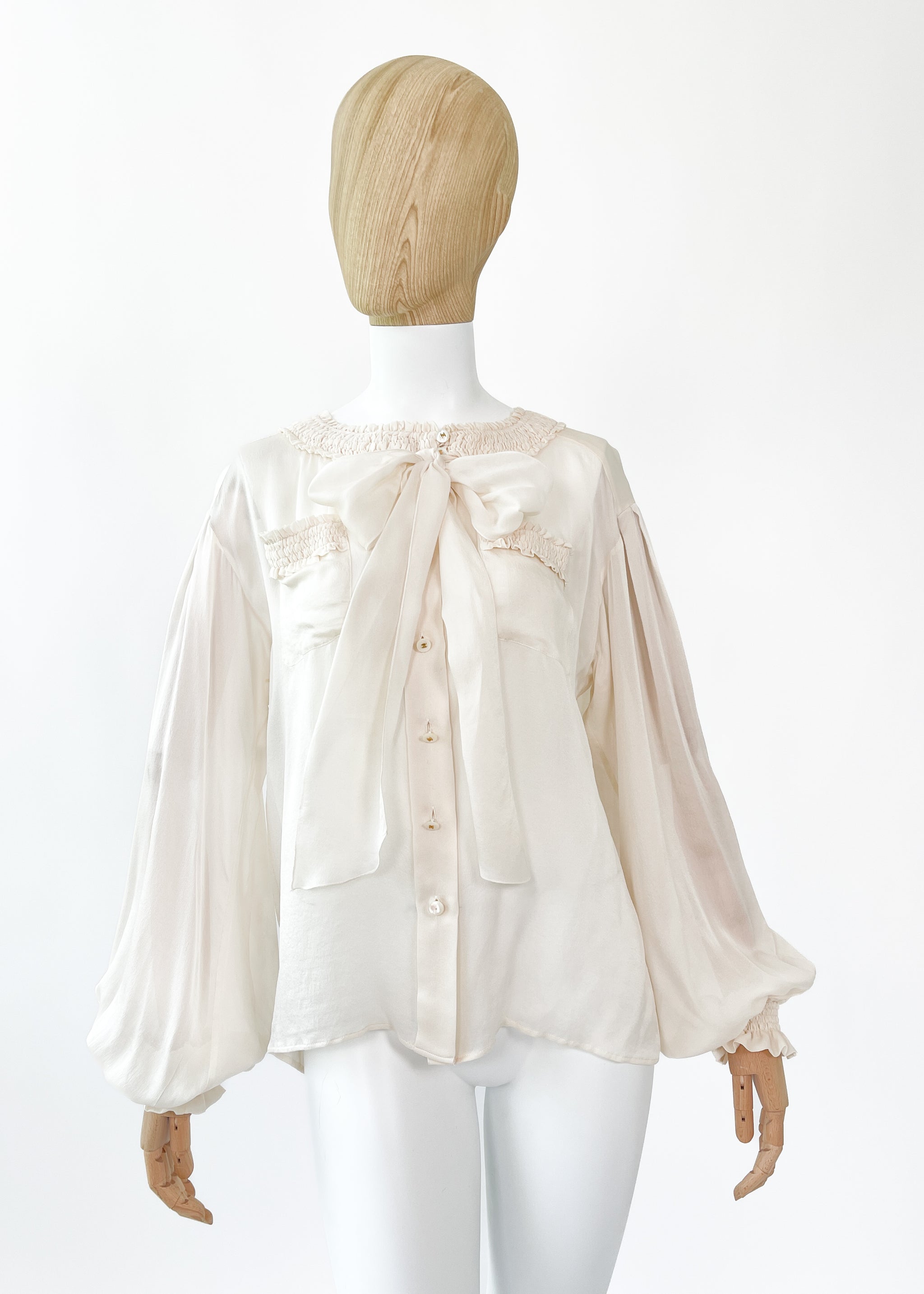 Vintage Chanel Ivory Silk Blouse