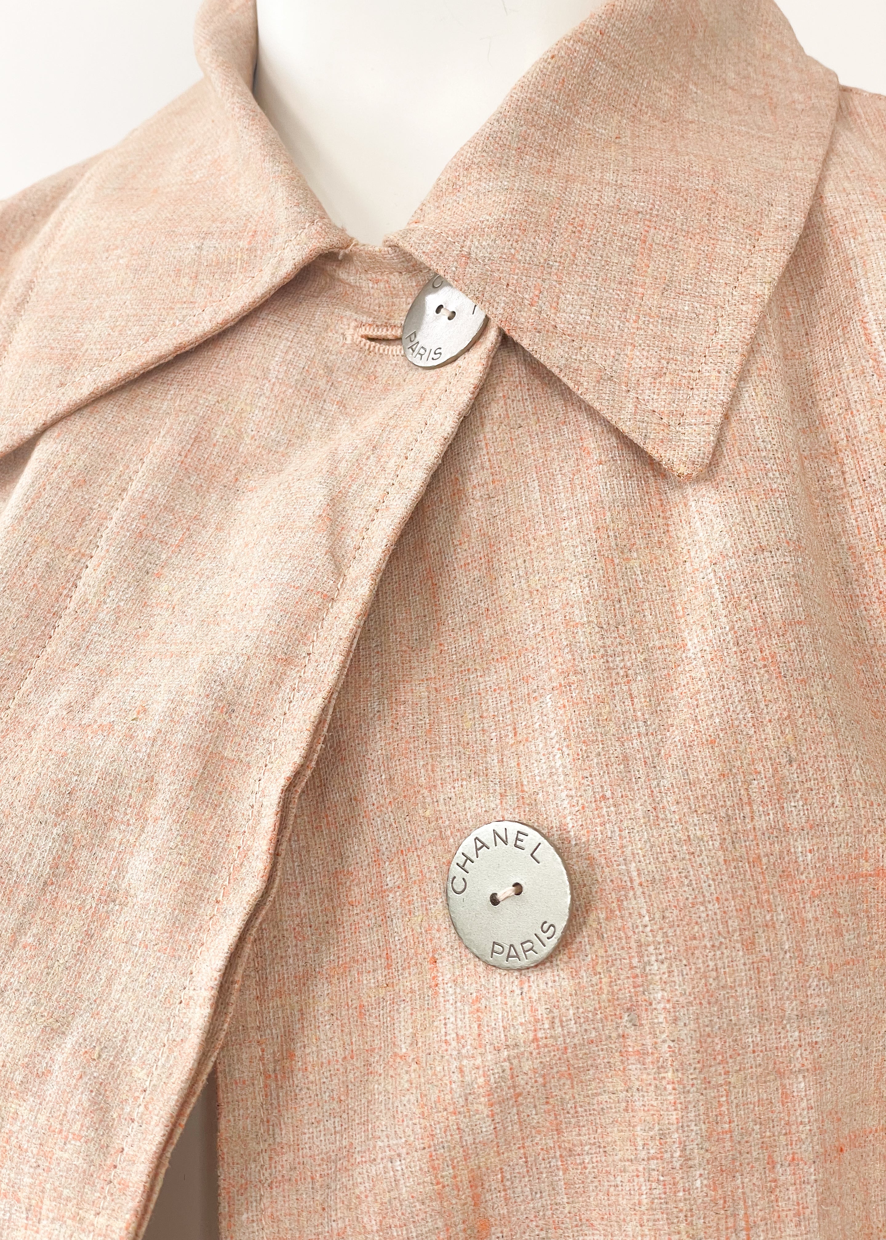 Vintage Late 1990s Chanel Linen Trench Coat
