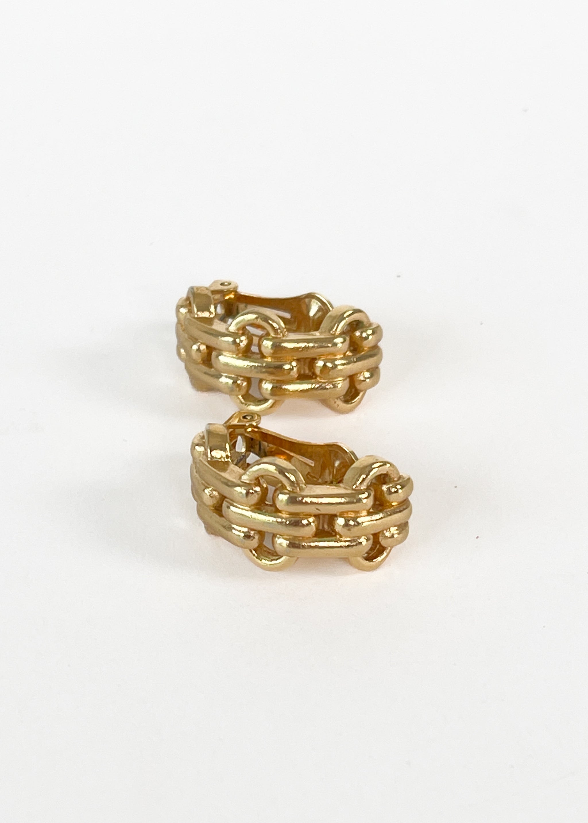 Vintage Christian Dior Gold Lattice Hoops