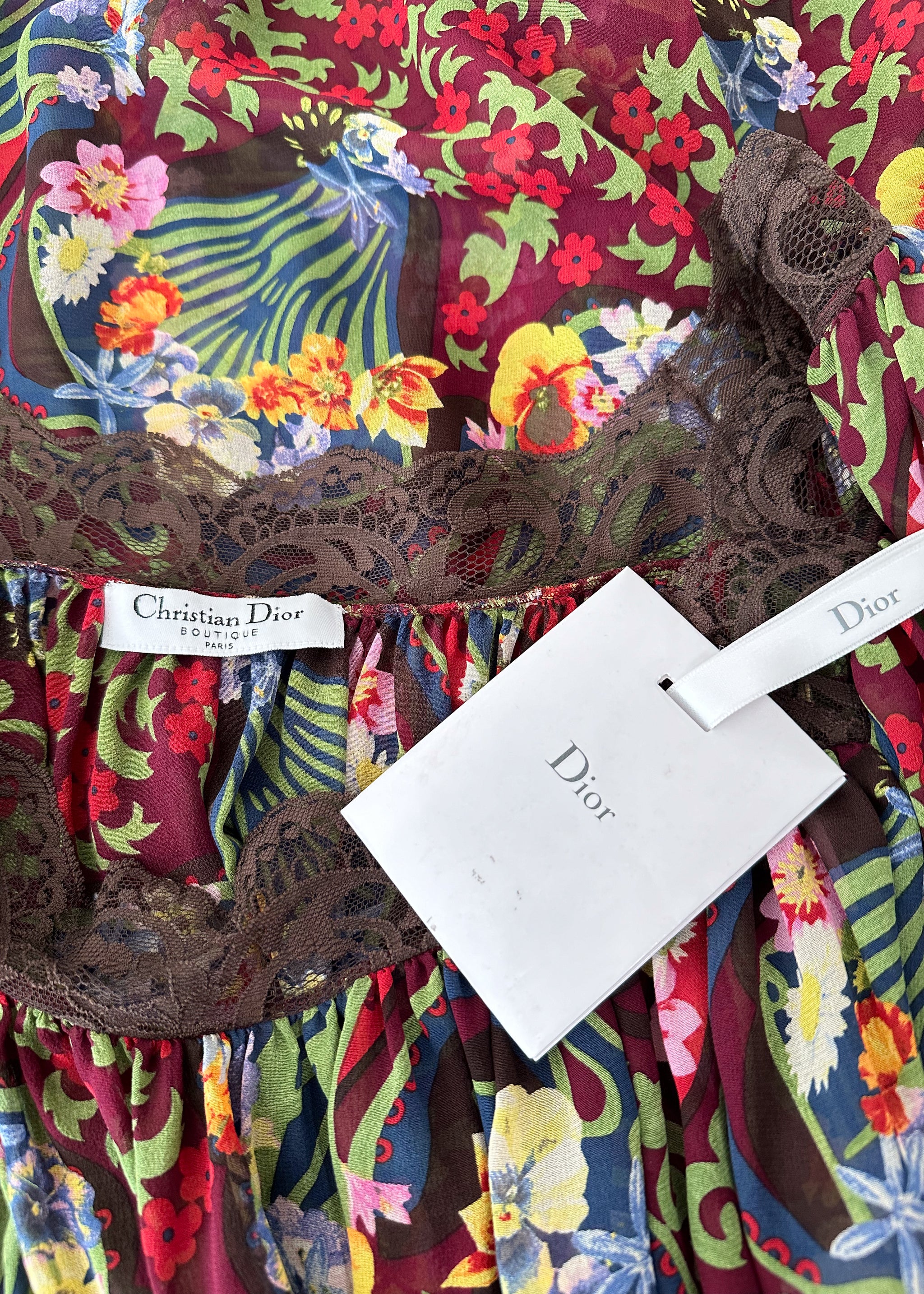 Christian Dior Floral Silk Mini Dress Galliano Era - Raleigh Vintage Christian Dior Floral Silk Mini Dress Galliano Era - Raleigh Vintage