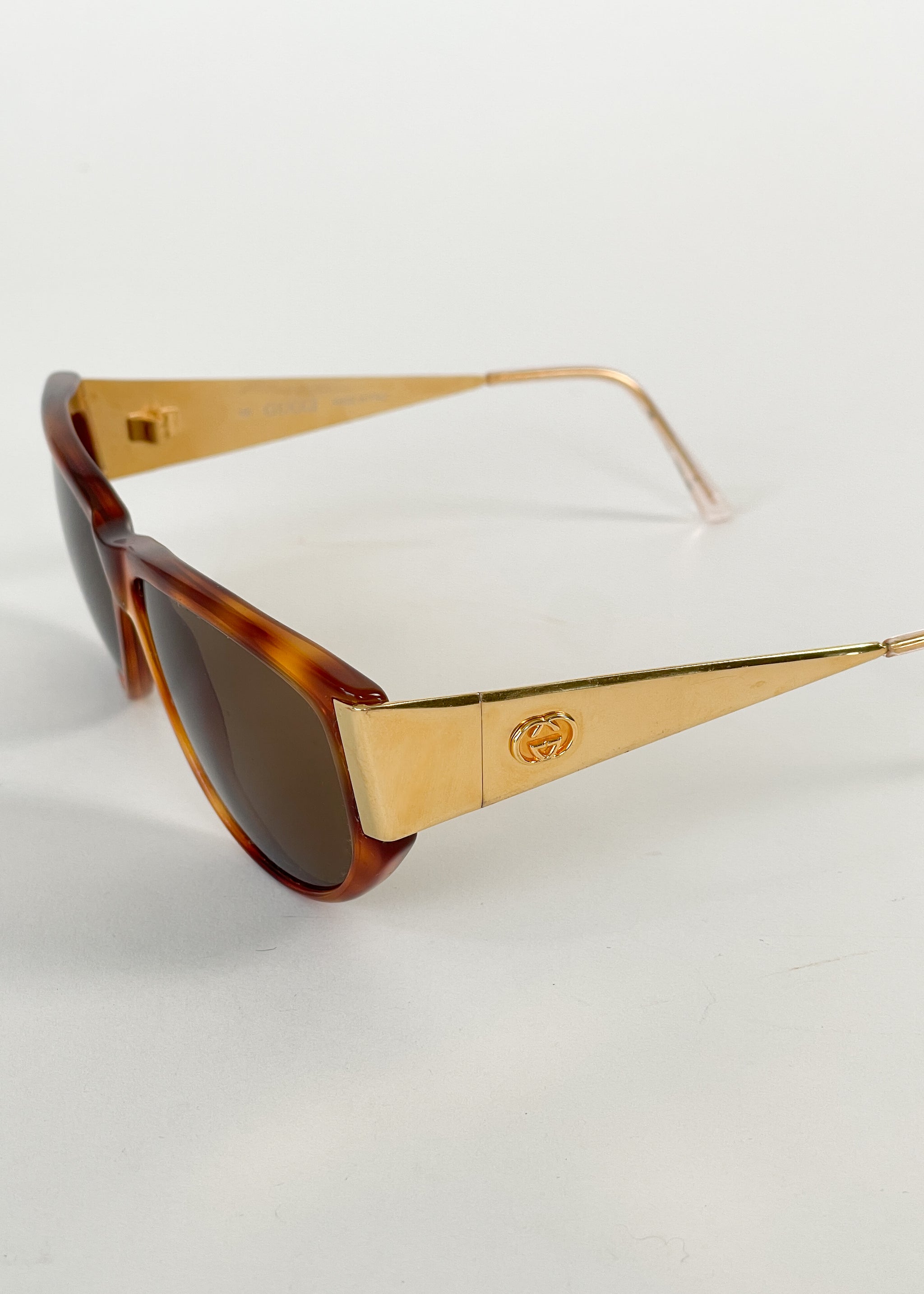 Vintage Gucci Tortoiseshell and Gold Sunglasses