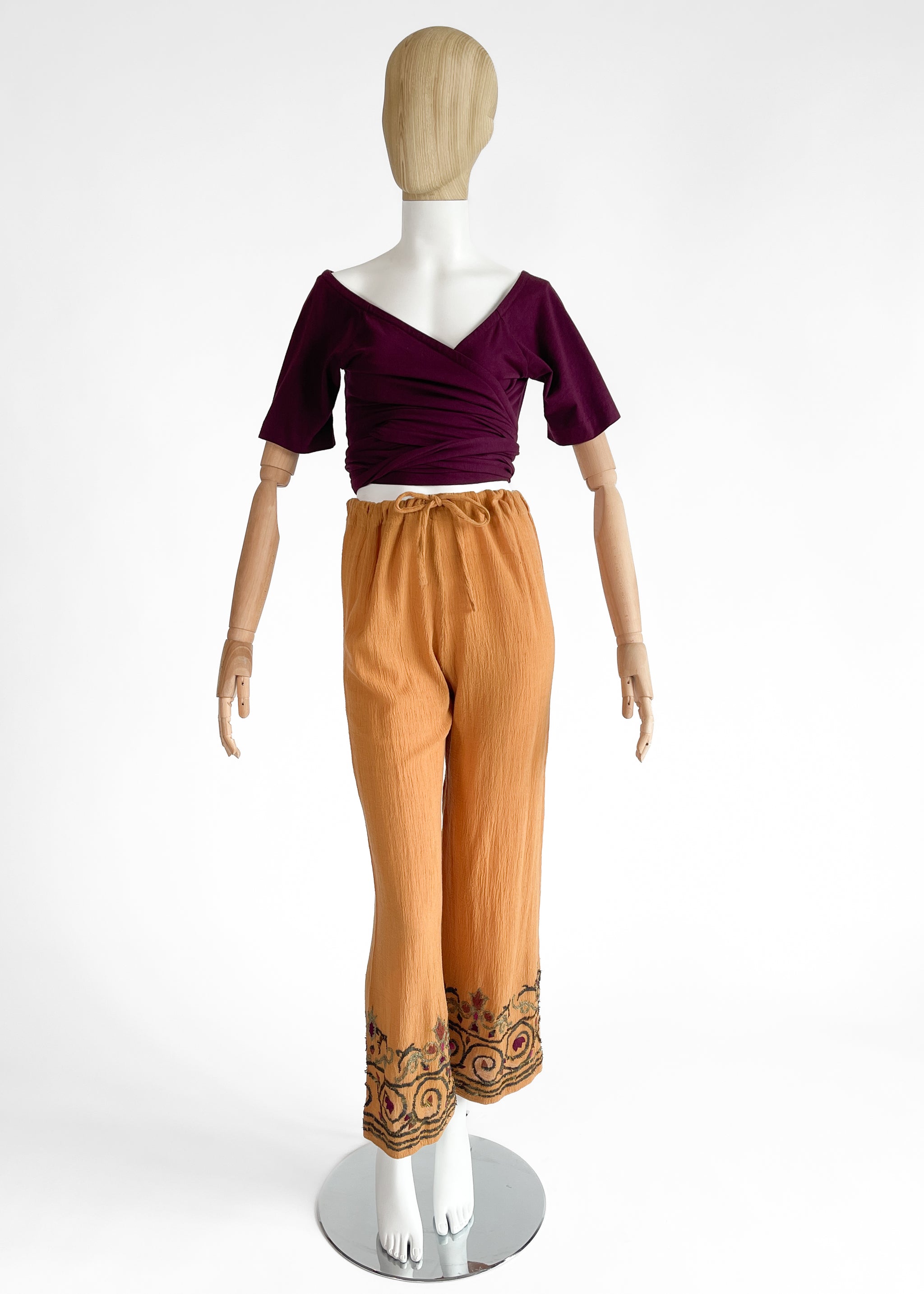 1994 Romeo Gigli Embroidered Cotton Pants