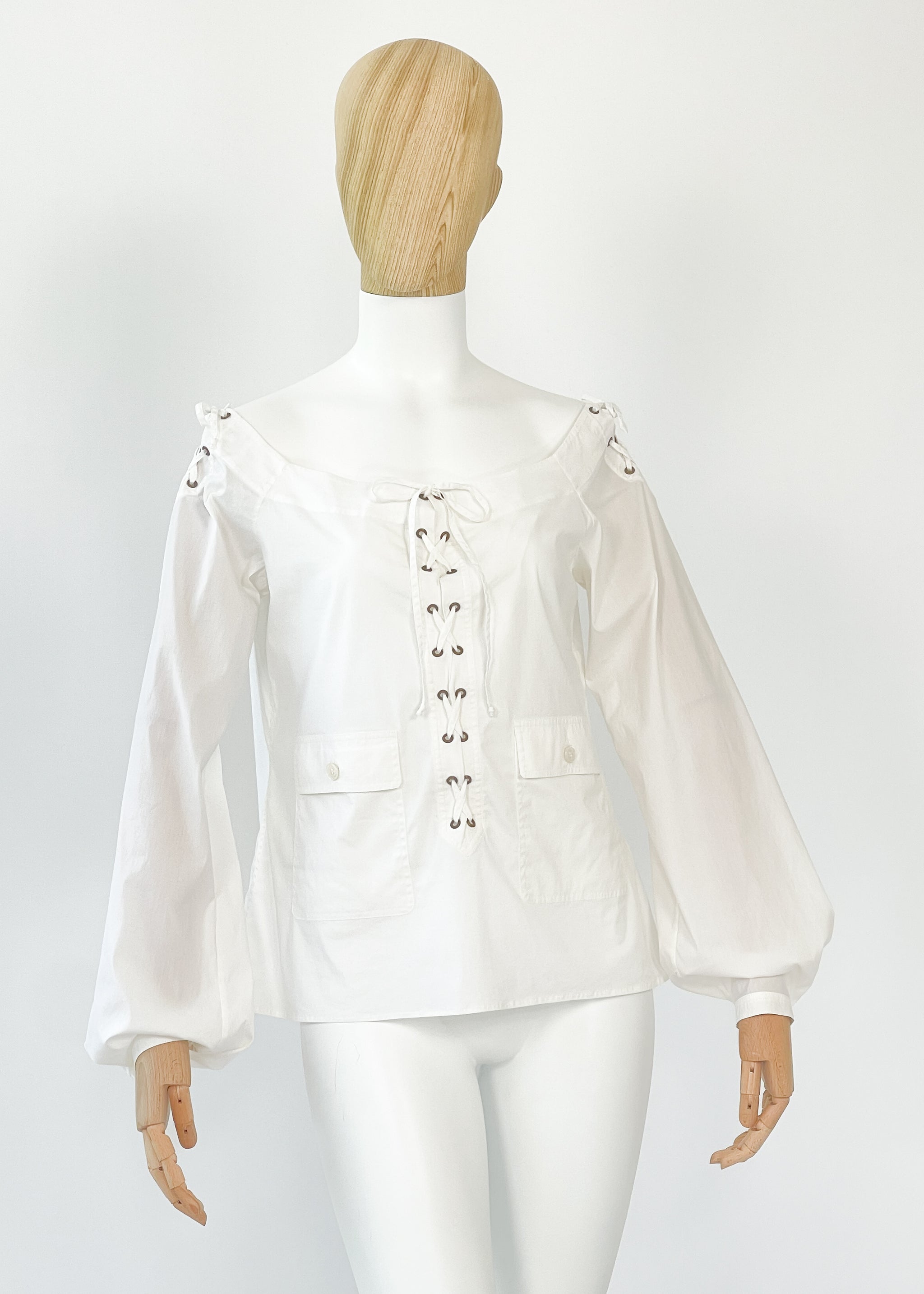 YVES SAINT LAURENT OLD セットアップ Vintage Yves Saint Laurent Lace Up Shirt - Raleigh Vintage