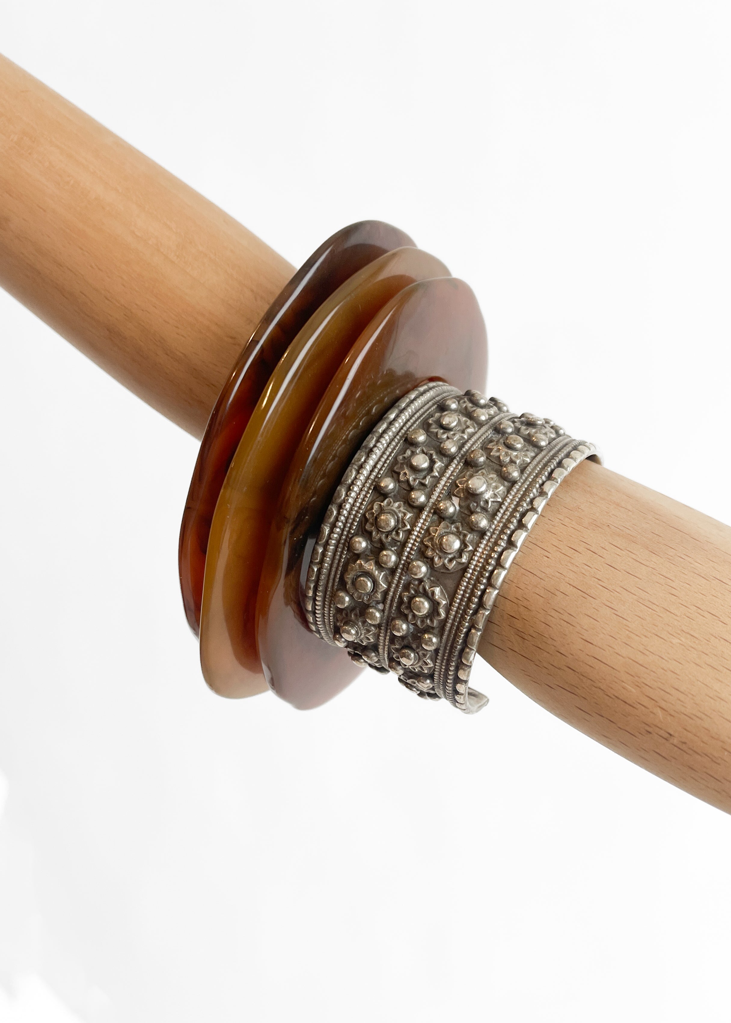 Vintage Faux Tortoiseshell Bangle Bracelet Set (Set of 3)