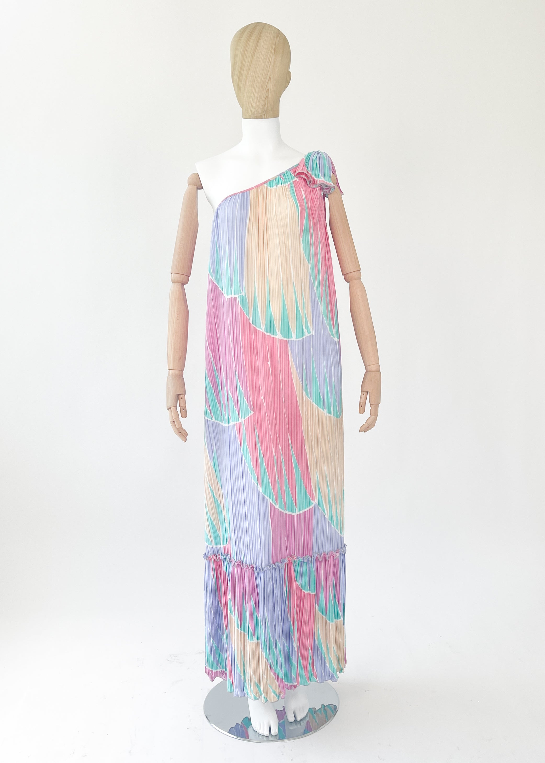 Vintage Mary McFadden One Shoulder Pleated Dress