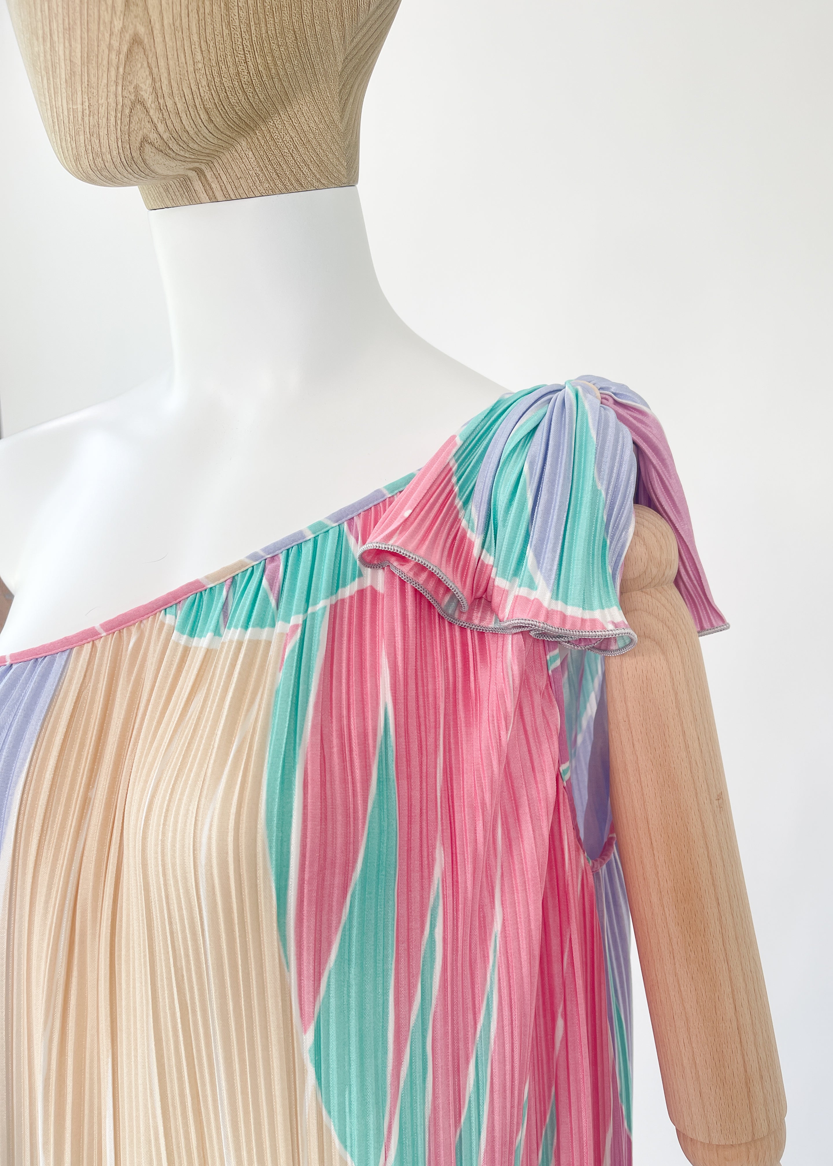 Vintage Mary McFadden One Shoulder Pleated Dress