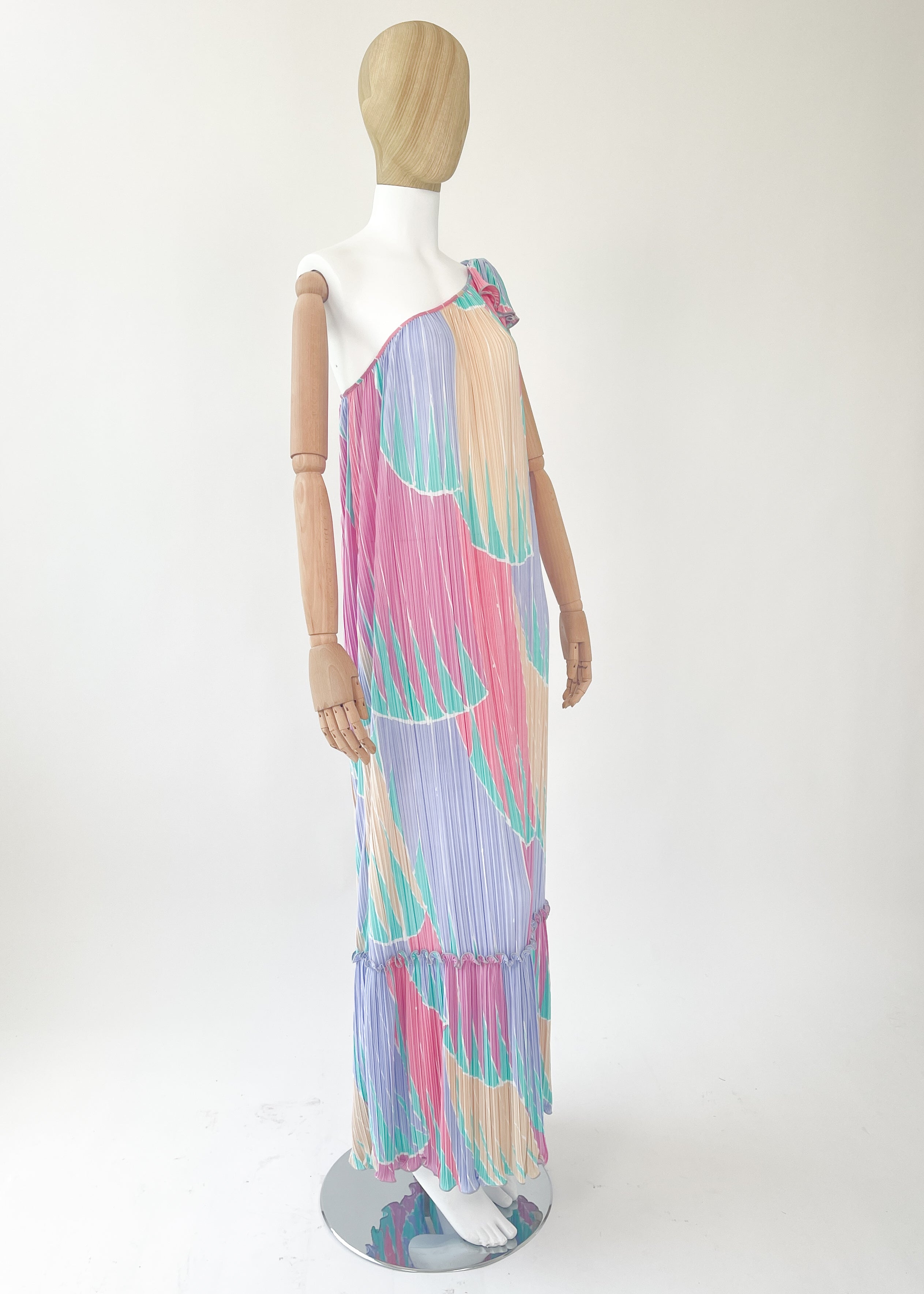 Vintage Mary McFadden One Shoulder Pleated Dress
