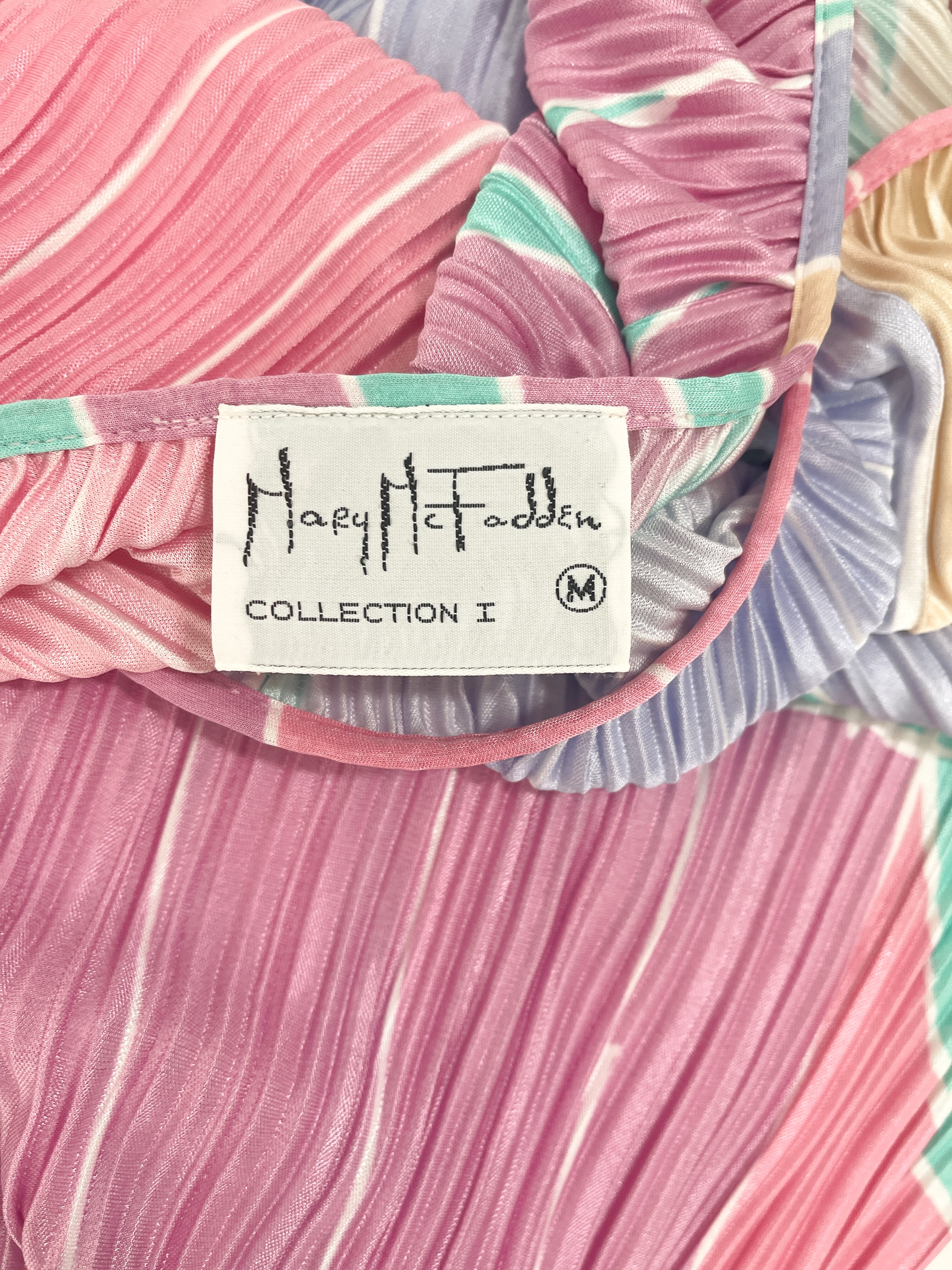 Vintage Mary McFadden One Shoulder Pleated Dress