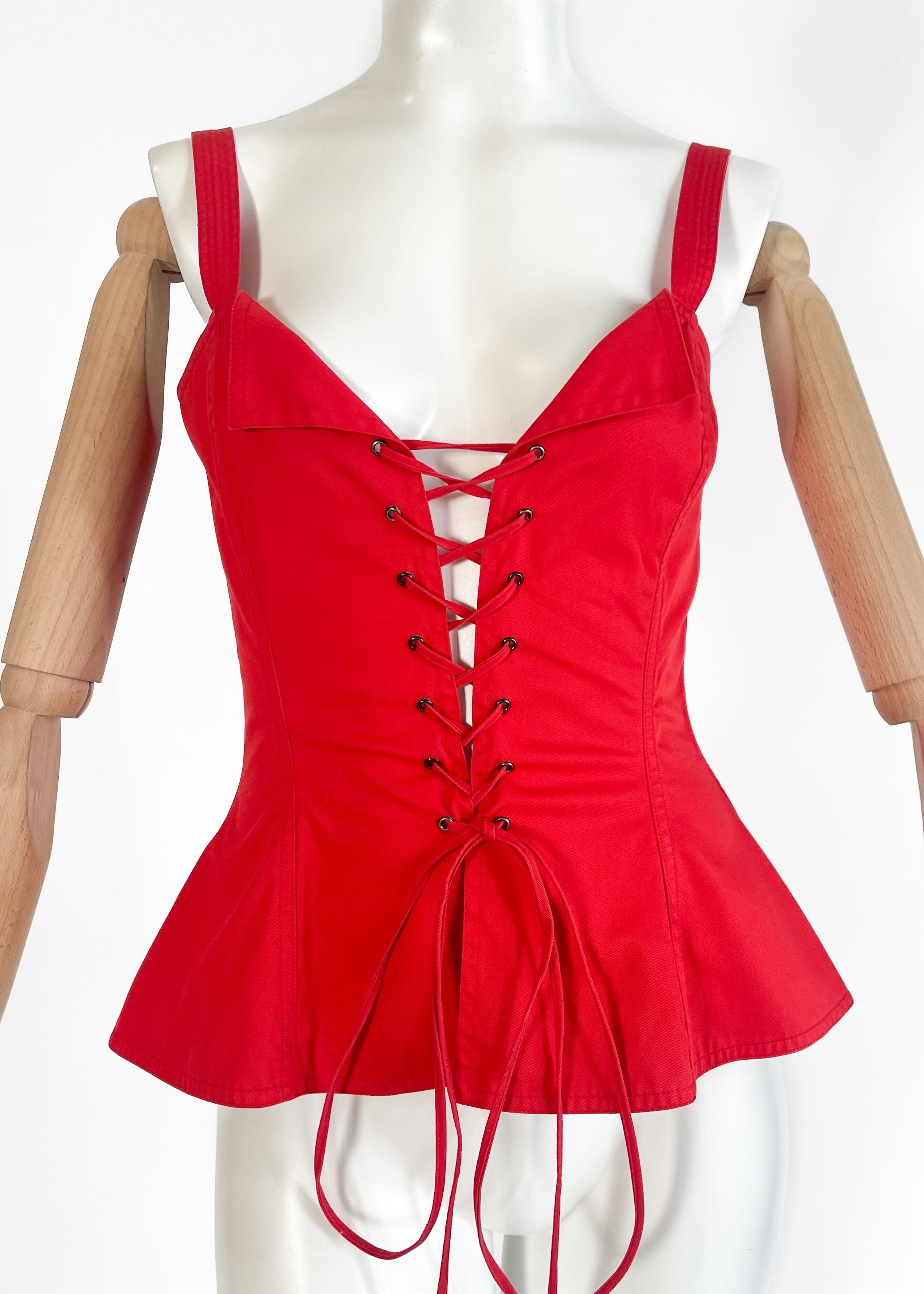 Yves Saint Laurent 1977 Lace Up Corset Top