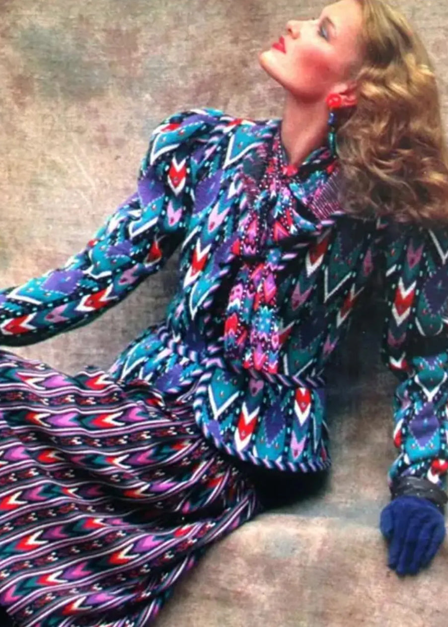 Yves Saint Laurent Laurent Ikat Ensemble Fall 1980