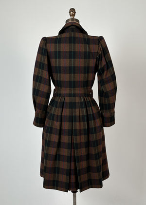 Vintage Yves Saint Laurent Plaid Wool Coat F/W 1980s