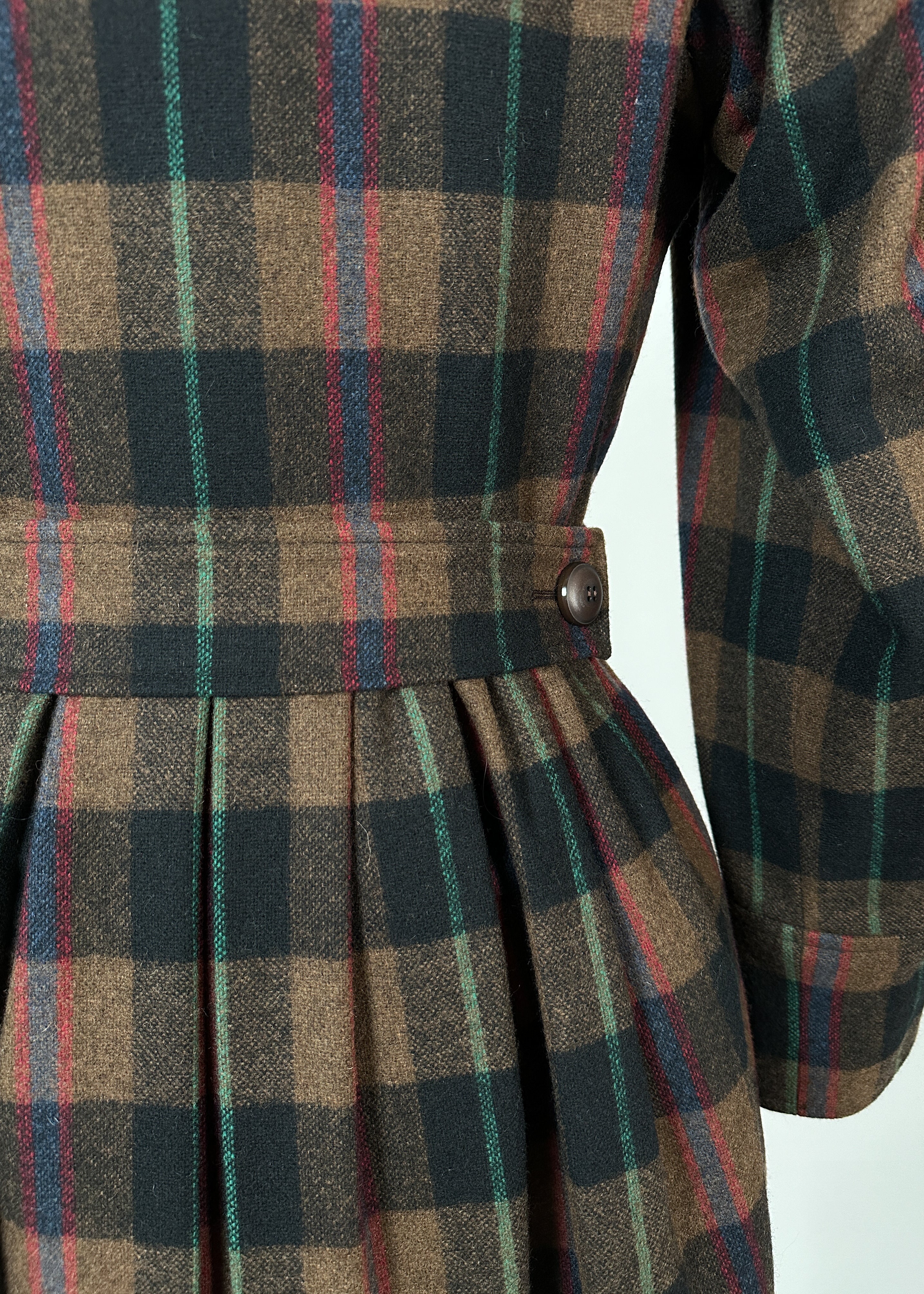 Vintage Yves Saint Laurent Plaid Wool Coat F/W 1980s