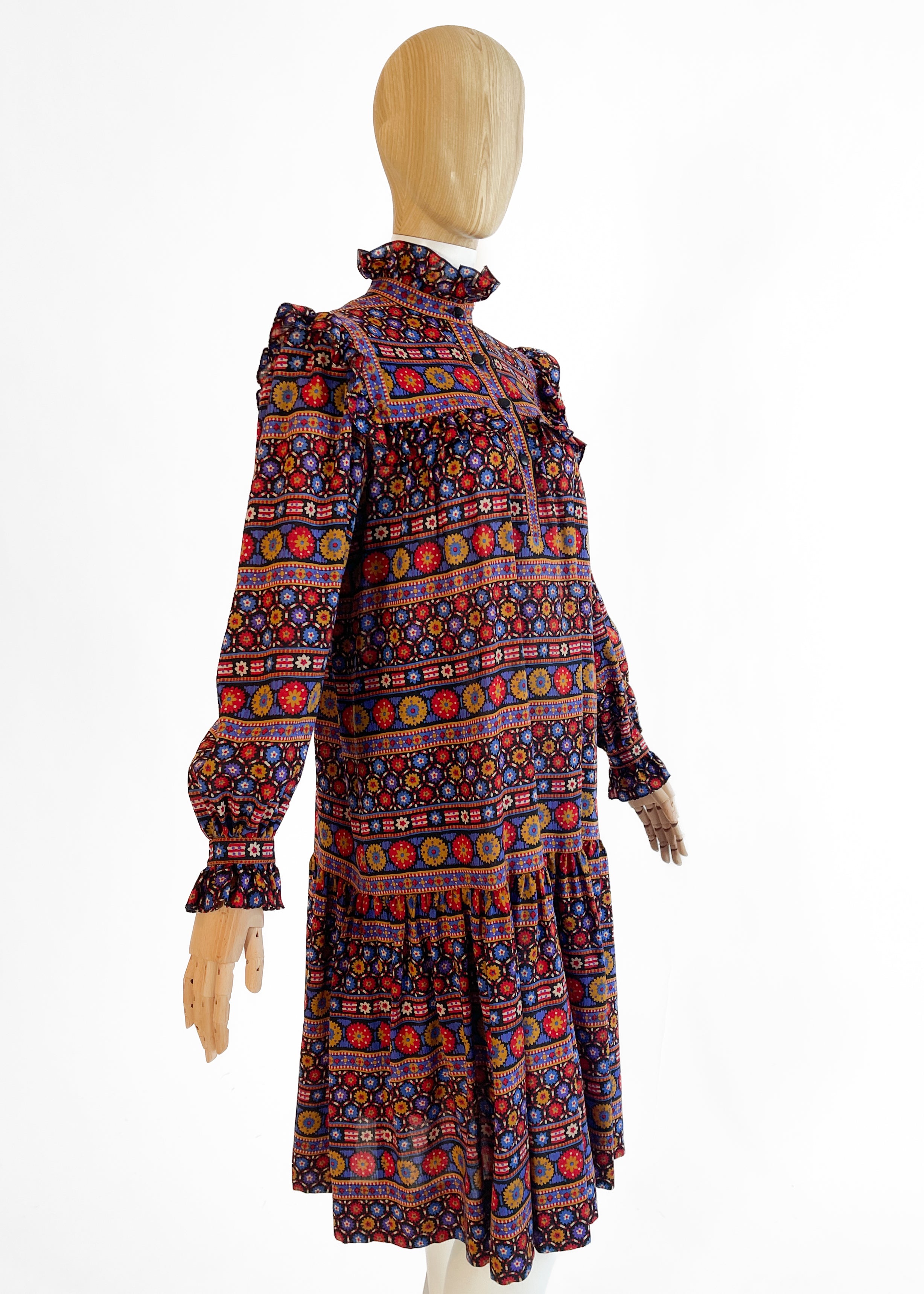 Yves Saint Laurent Folk Print Dress A/W 1980