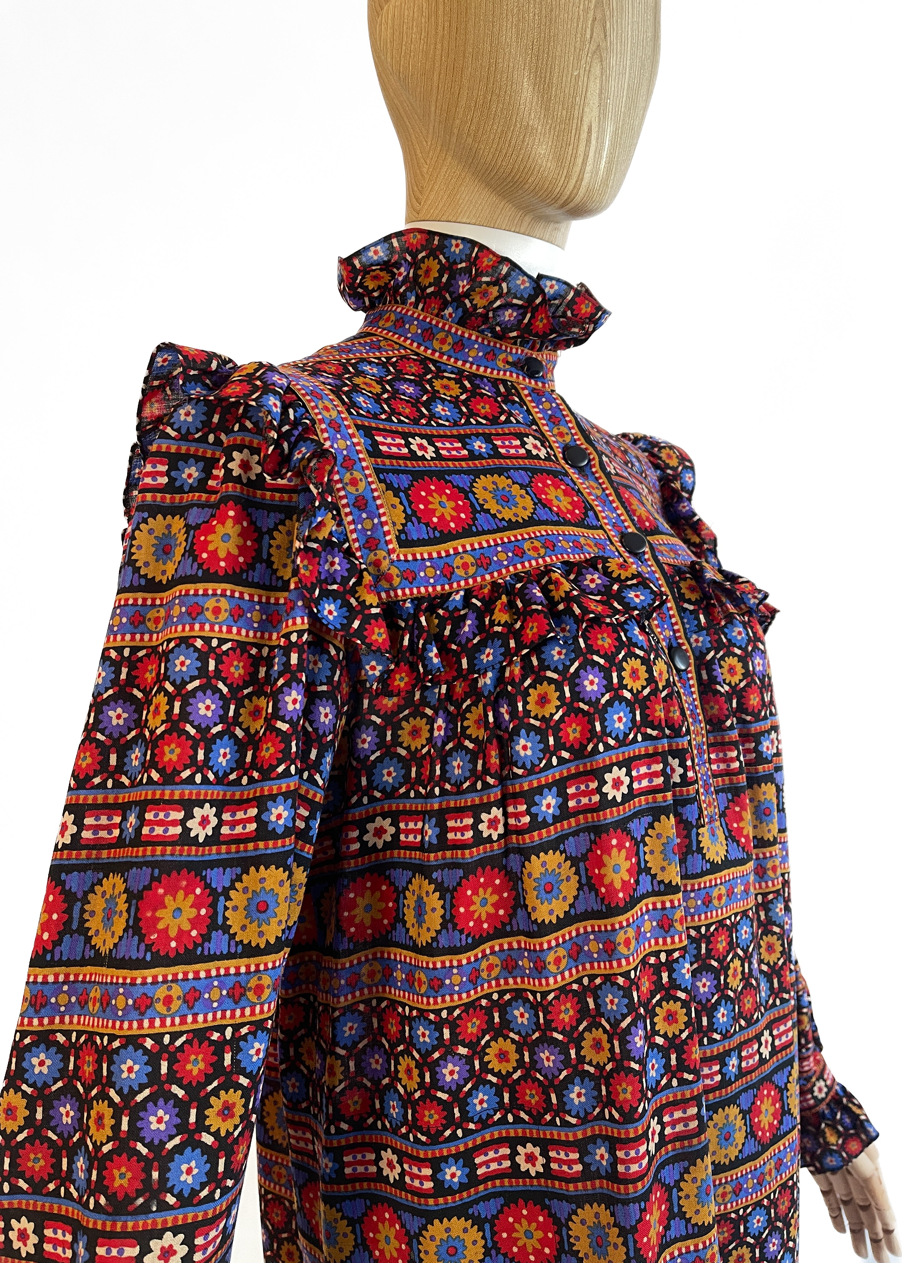 Yves Saint Laurent Folk Print Dress A/W 1980