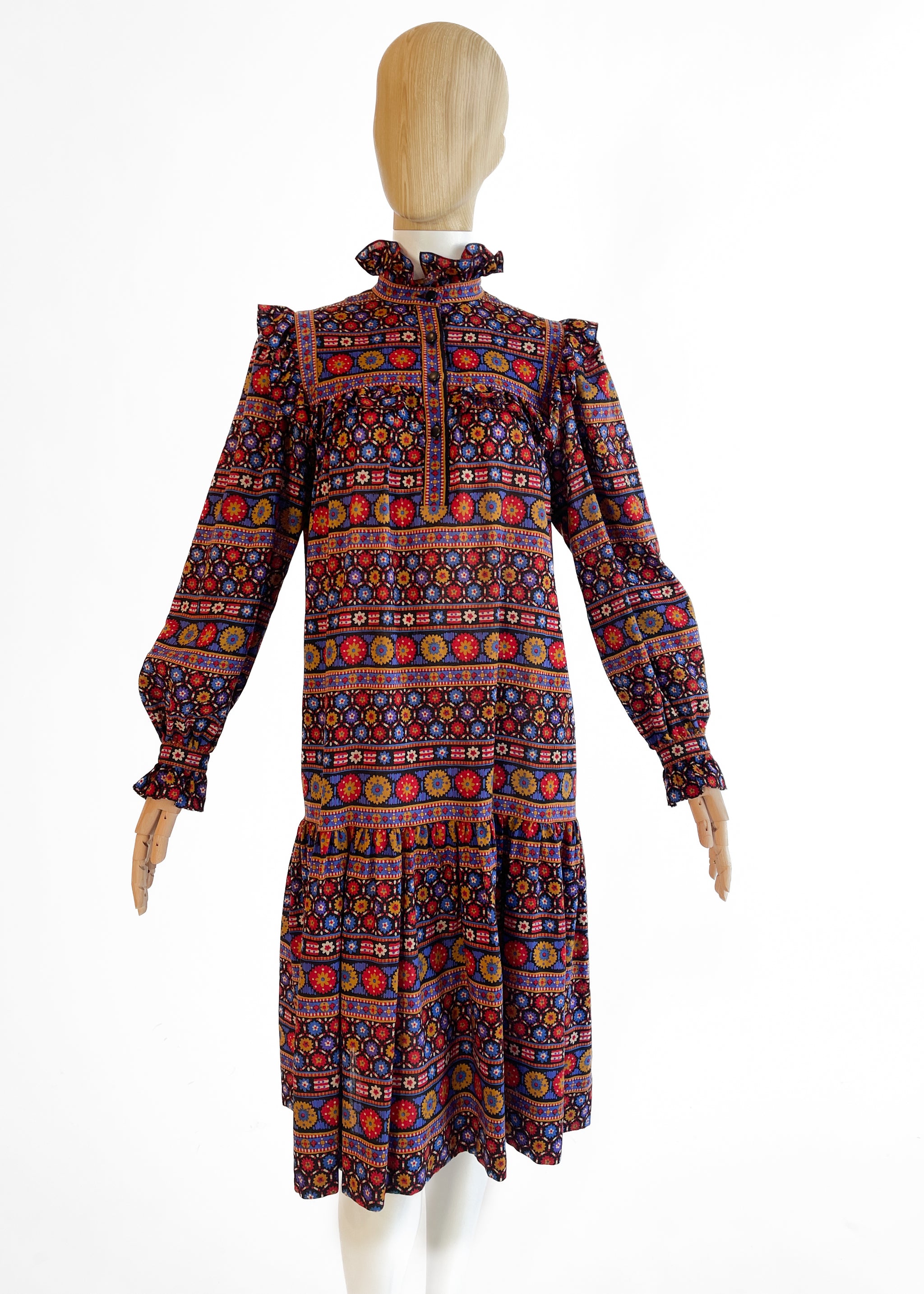 Yves Saint Laurent Folk Print Dress A/W 1980