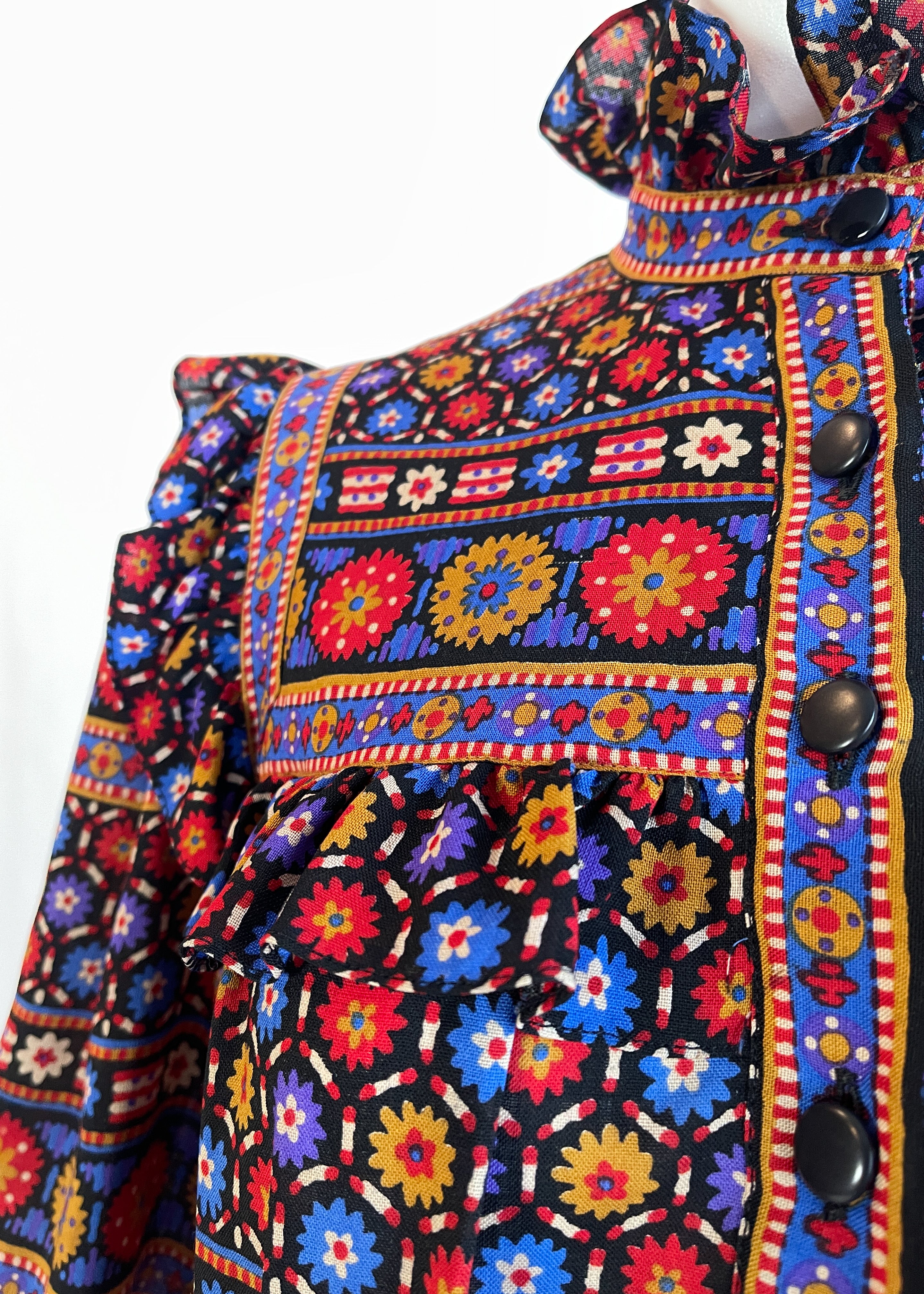 Yves Saint Laurent Folk Print Dress A/W 1980