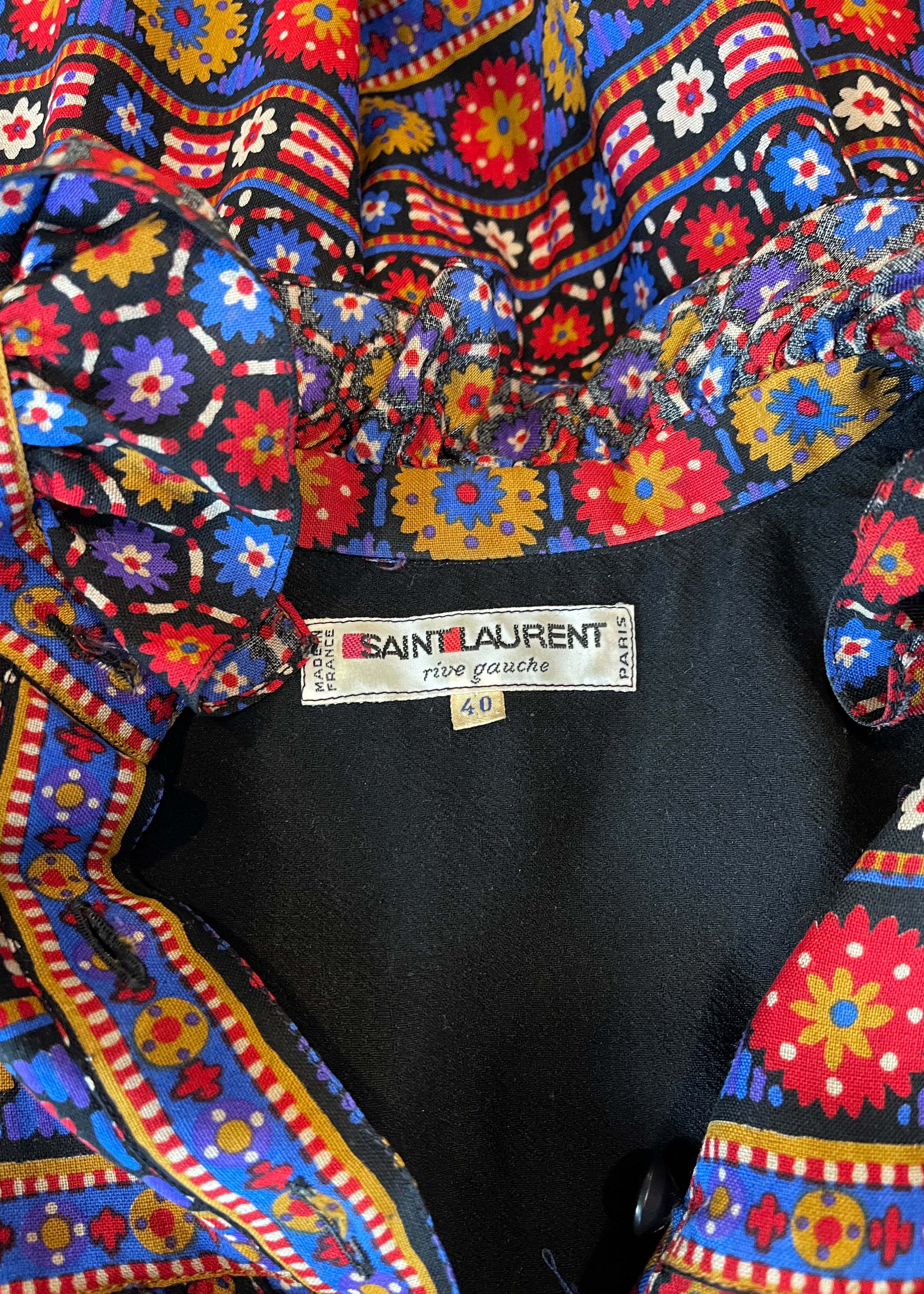 Yves Saint Laurent Folk Print Dress A/W 1980