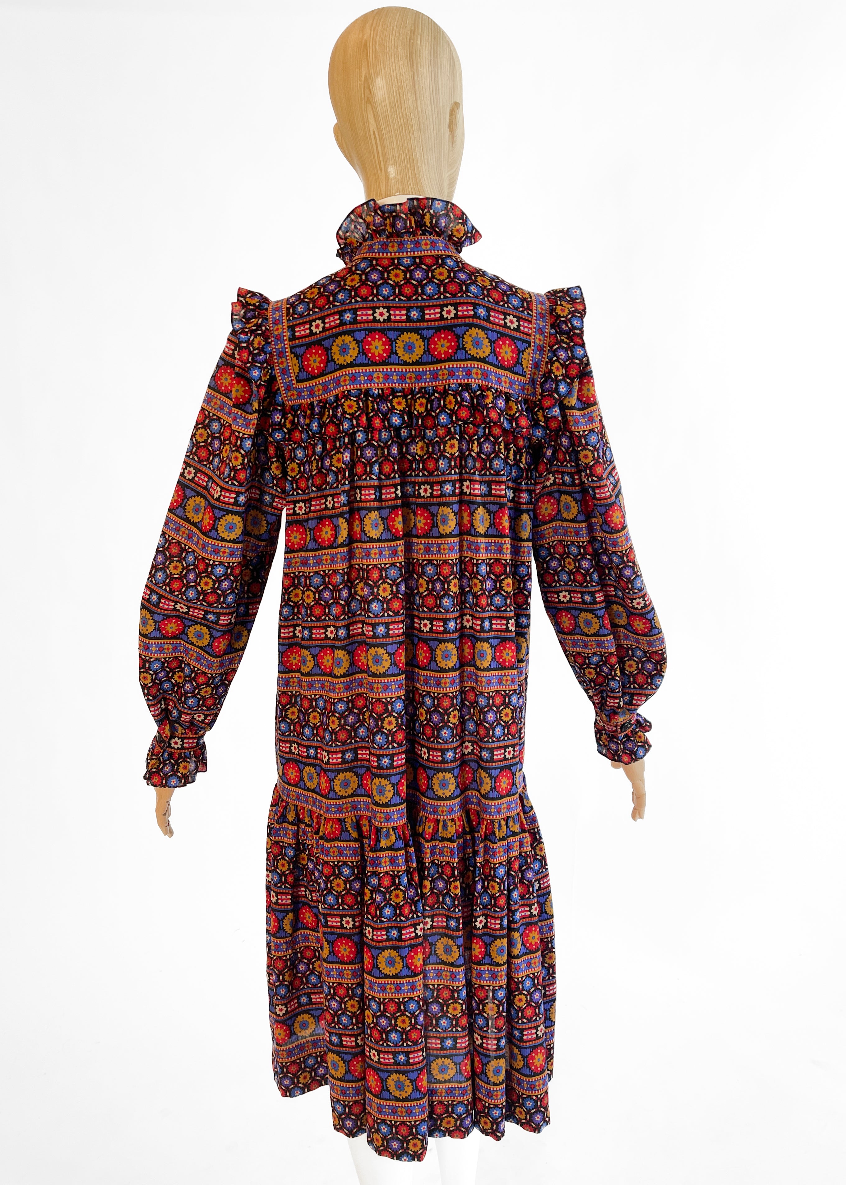 Yves Saint Laurent Folk Print Dress A/W 1980