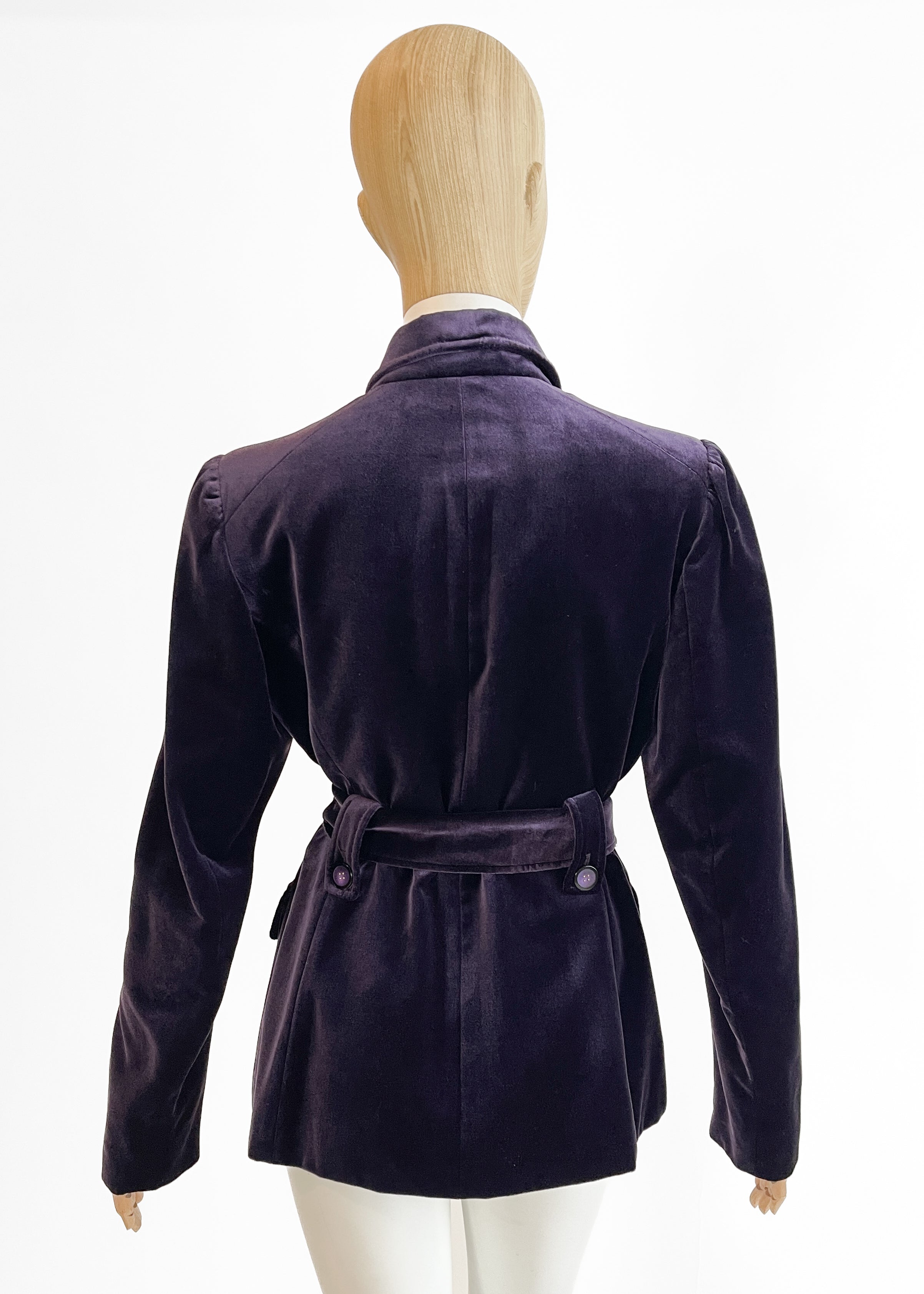 Yves Saint Laurent Laurent Purple Velvet Belted Jacket
