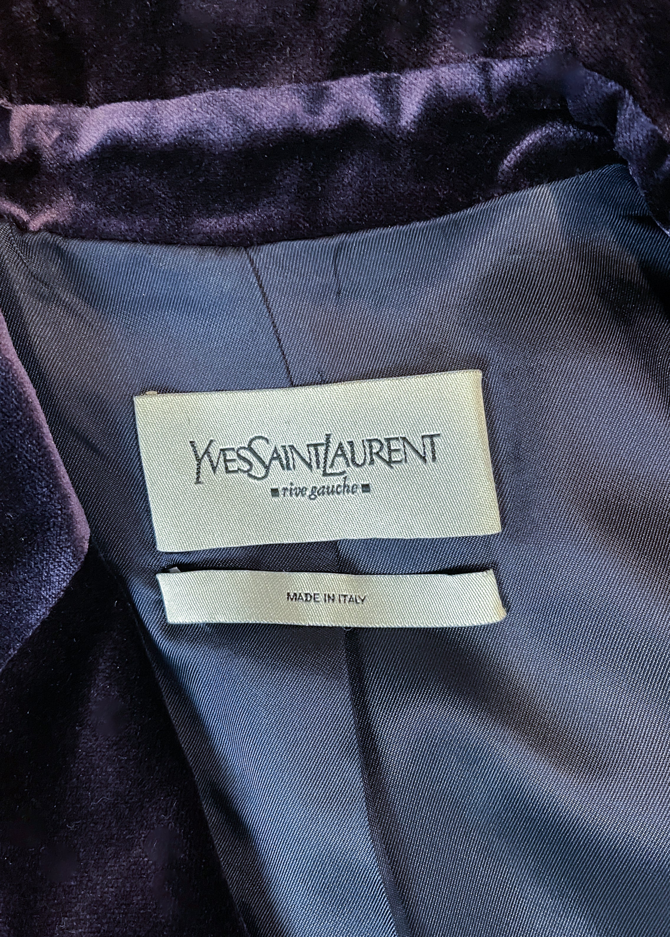 Yves Saint Laurent Laurent Purple Velvet Belted Jacket