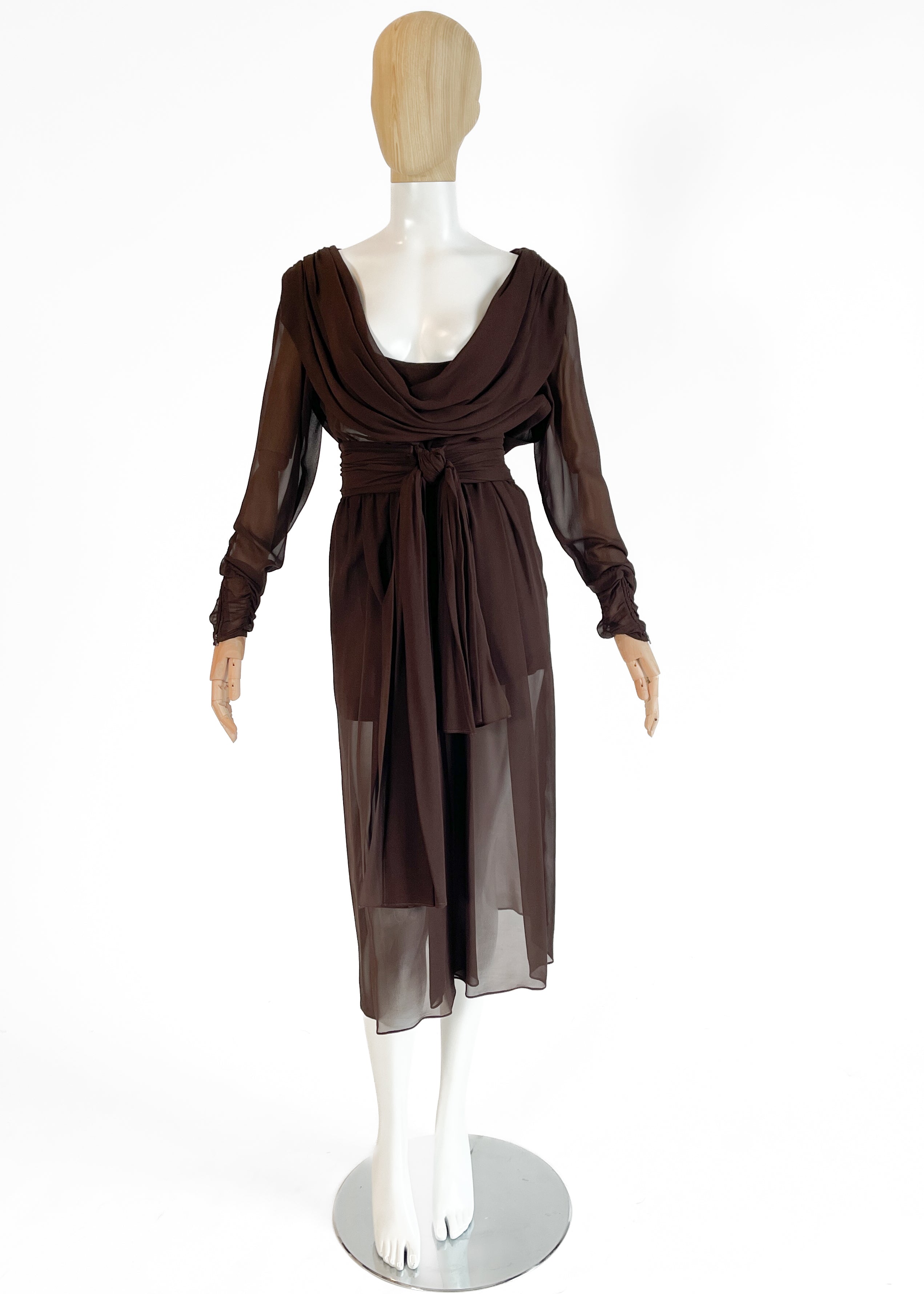 Vintage Yves Saint Laurent Sheer Silk Dress Spring 1989