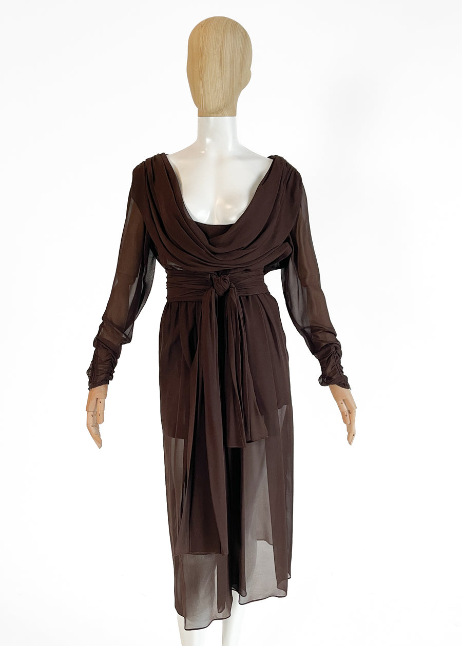 Vintage Yves Saint Laurent Sheer Silk Dress Spring 1989