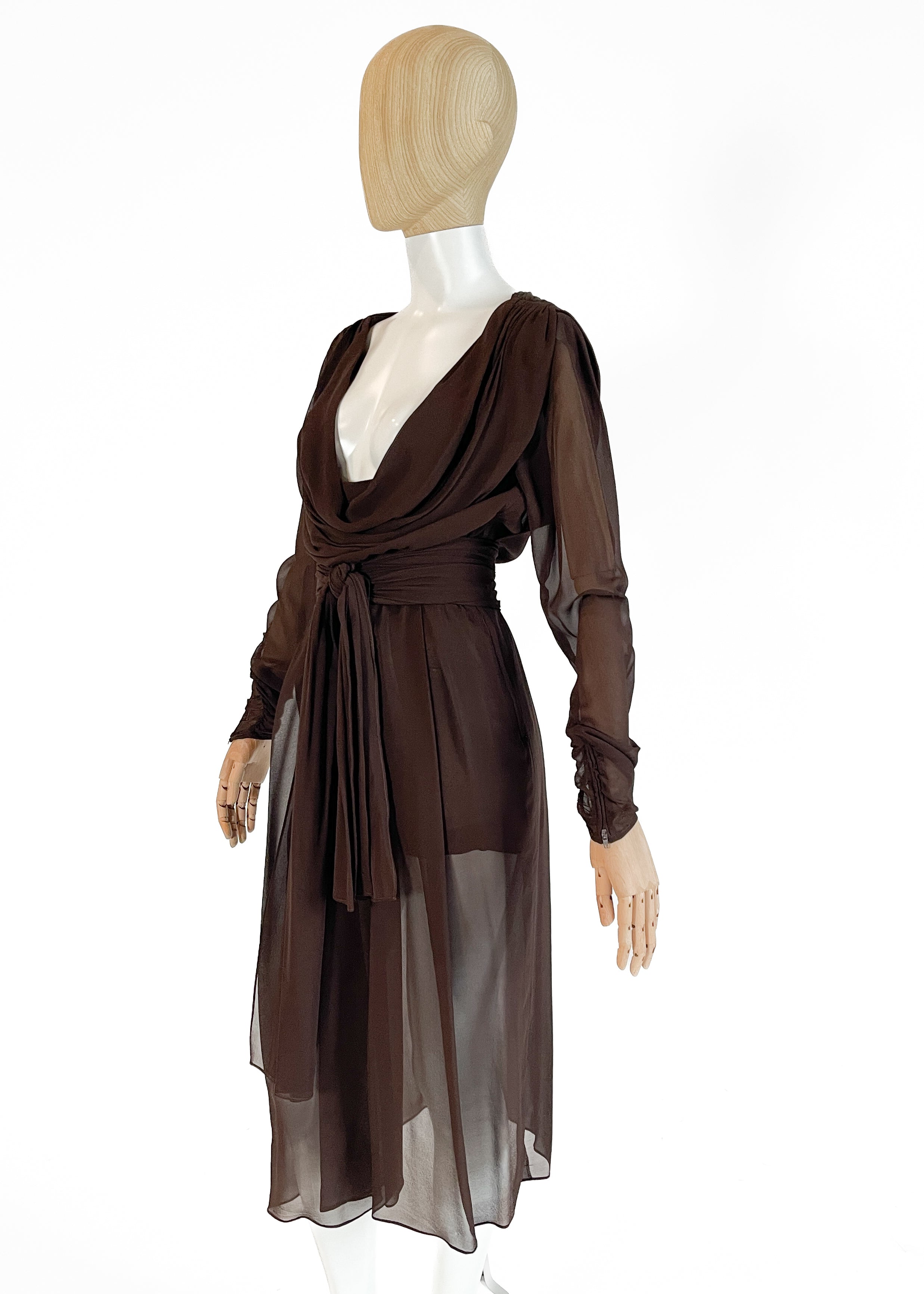 Vintage Yves Saint Laurent Sheer Silk Dress Spring 1989