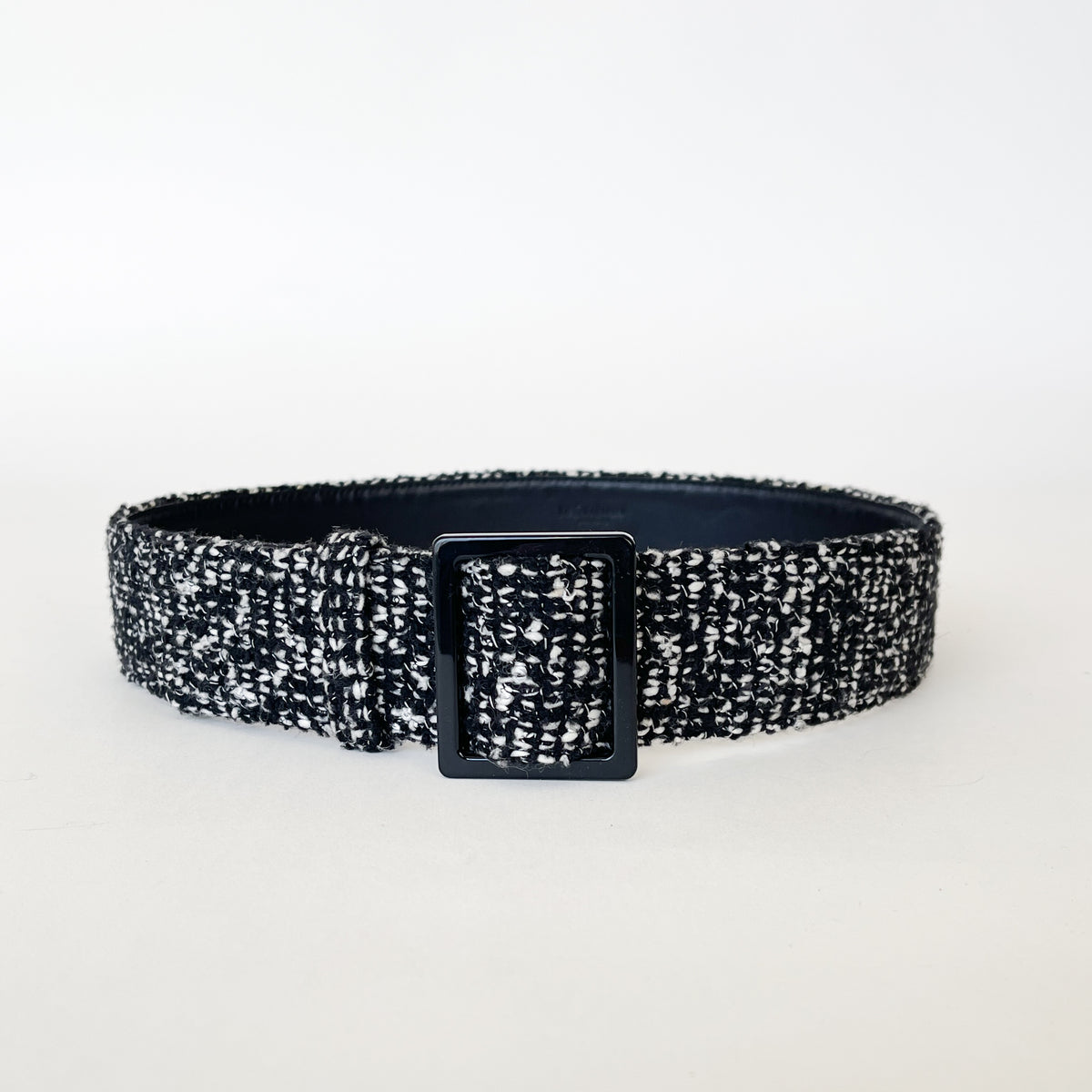 Vintage YSL Black & White Tweed Belt — Slide Buckle, Made in  display picture 3