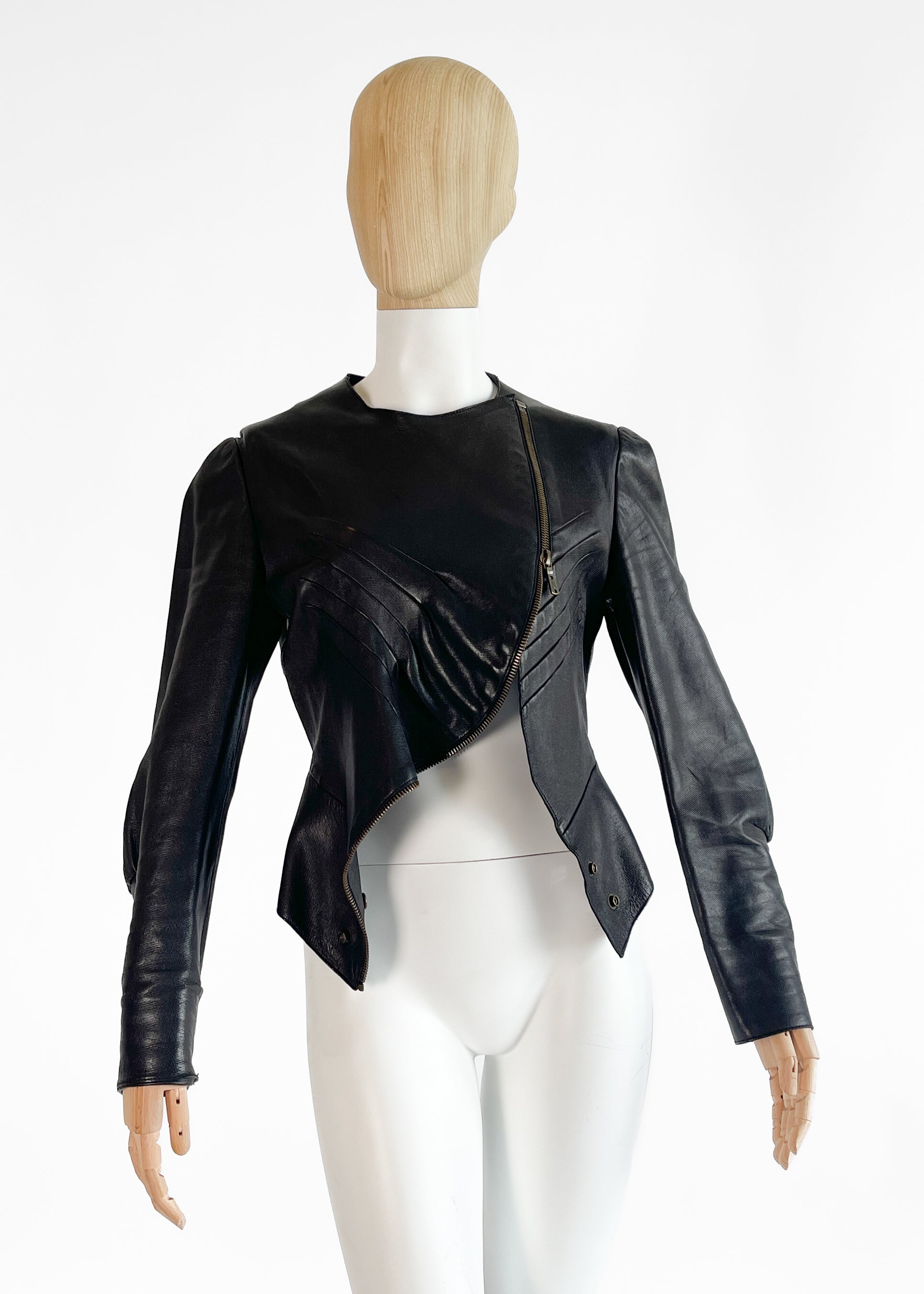 YVES SAINT LAURENT ジャケット Yves Saint Laurent 2008 Leather Silk Lining Zipper Jacket