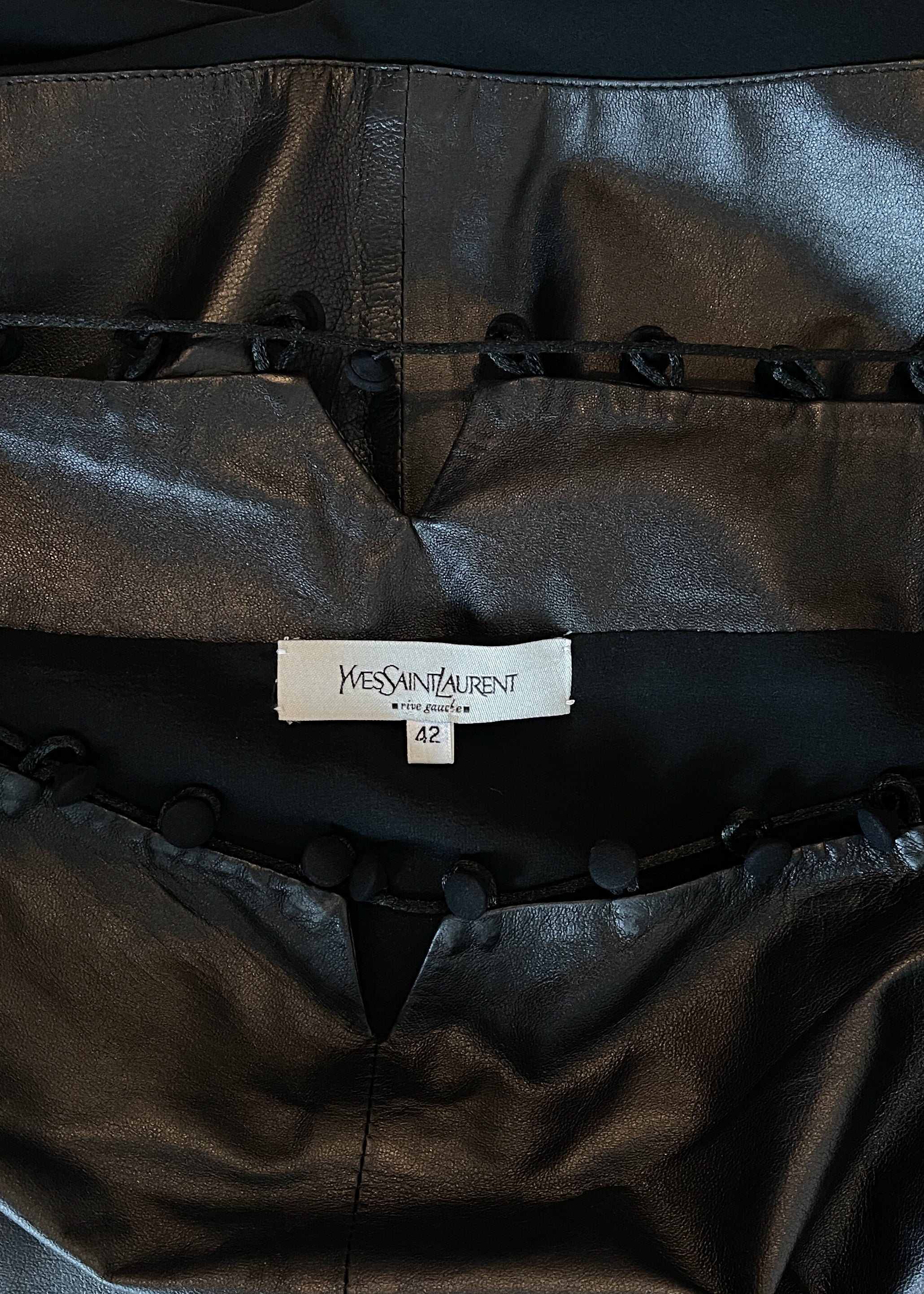 YSL Black Lambskin Leather Skirt — Tom Ford Spring 2004 Runway