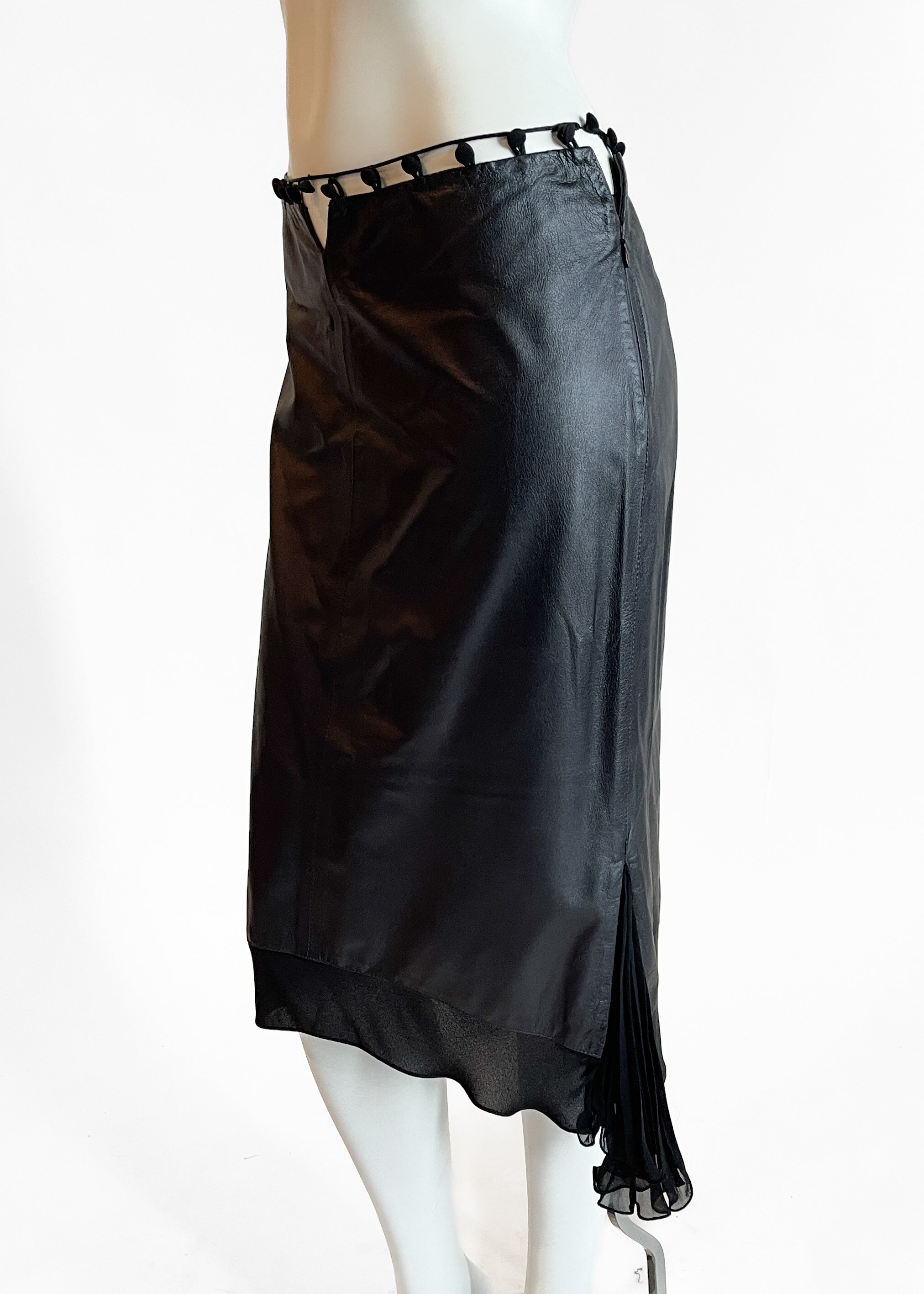 YSL Black Lambskin Leather Skirt — Tom Ford Spring 2004 Runway