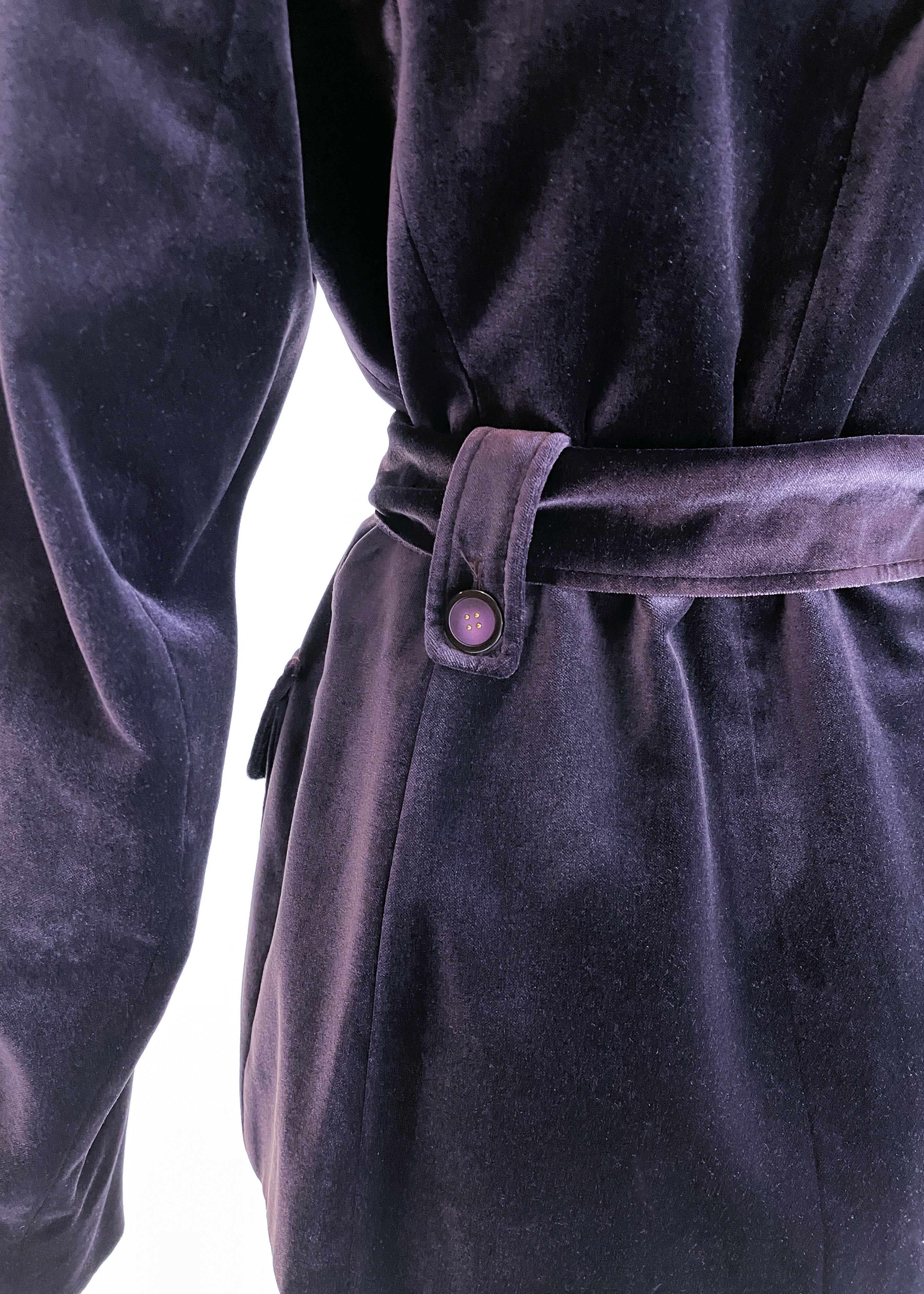 Yves Saint Laurent Laurent Purple Velvet Belted Jacket