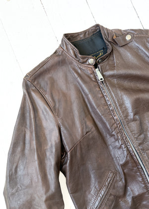 Vintage 1960s Brown Leather Racing Jacket