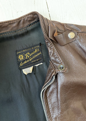 Vintage 1960s Brown Leather Racing Jacket