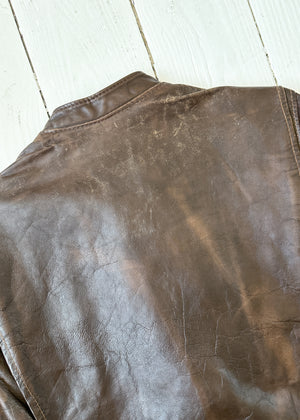 Vintage 1960s Brown Leather Racing Jacket