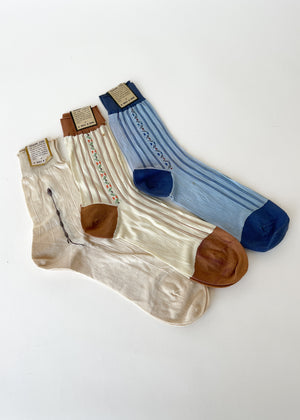 Vintage 1940s Patterned Ankle Sock Set