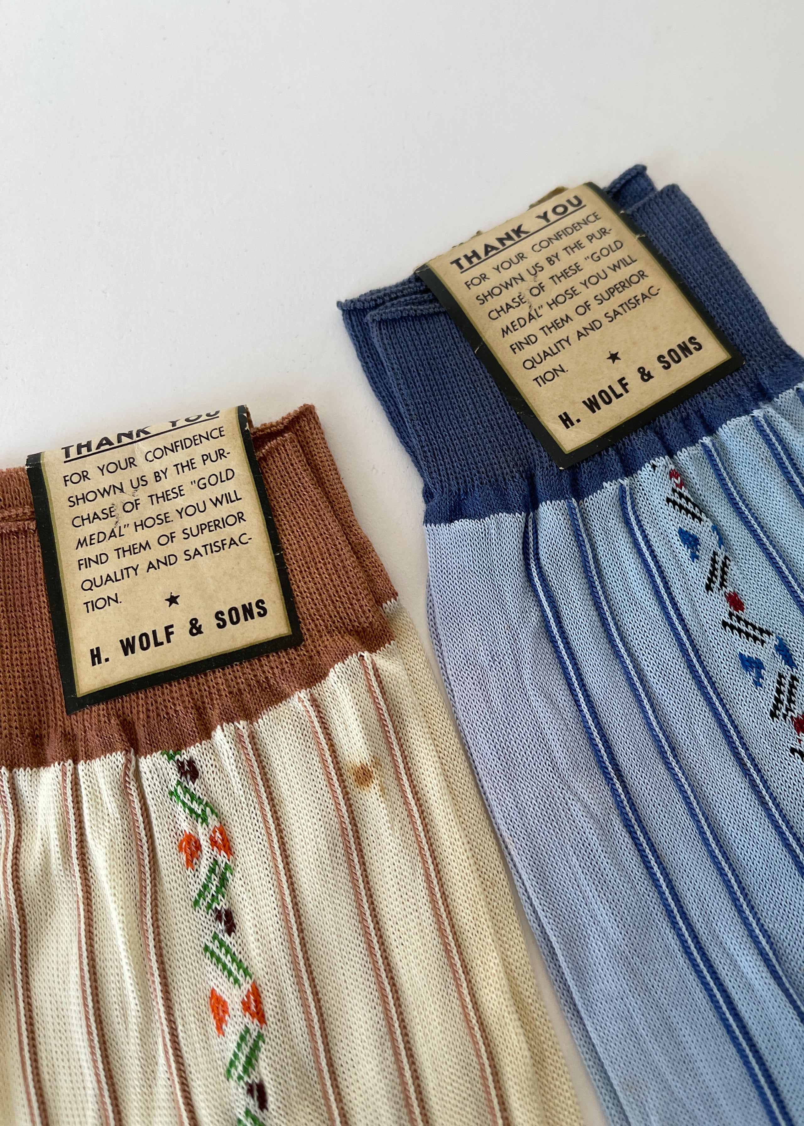 Vintage 1940s Patterned Ankle Sock Set