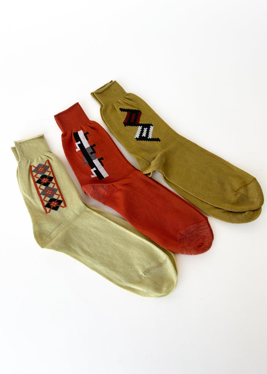 Vintage 1930s Deco Cotton Sock Set #2