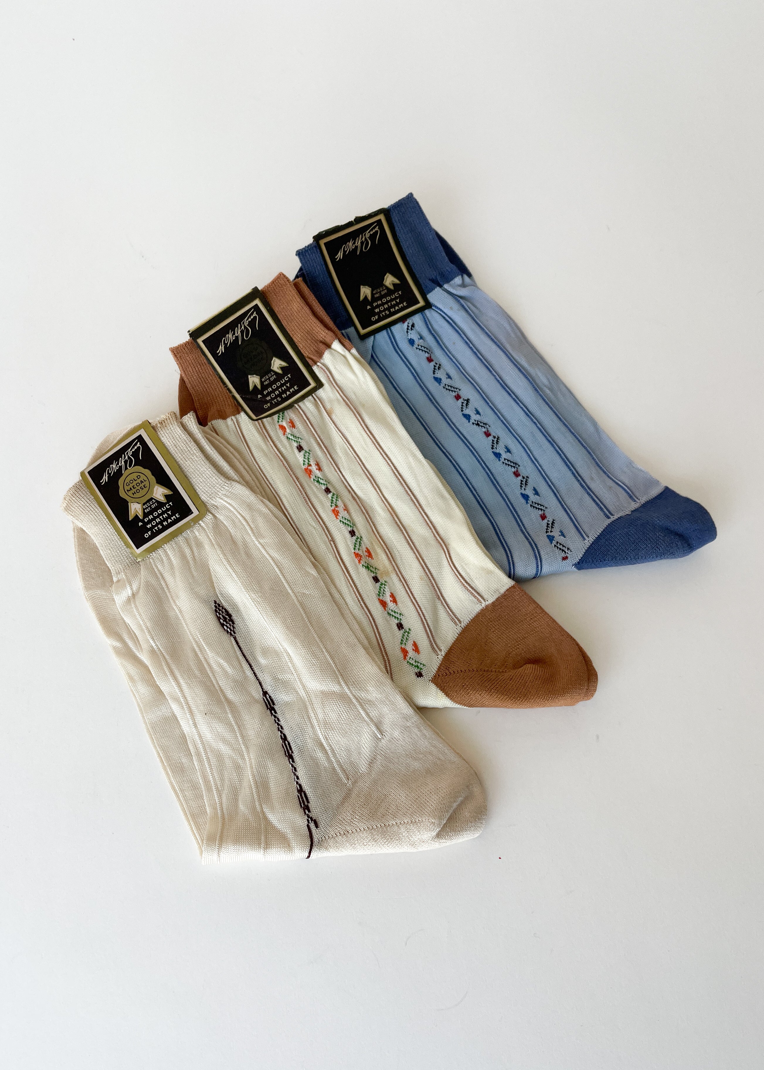 Vintage 1940s Patterned Ankle Sock Set