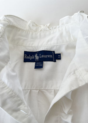Vintage Ralph Lauren White Cotton Ruffle Shirt