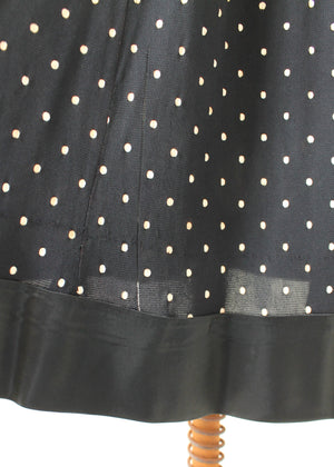 Vintage 1930s Black Polka Dot Rayon Jersey Suit Dress