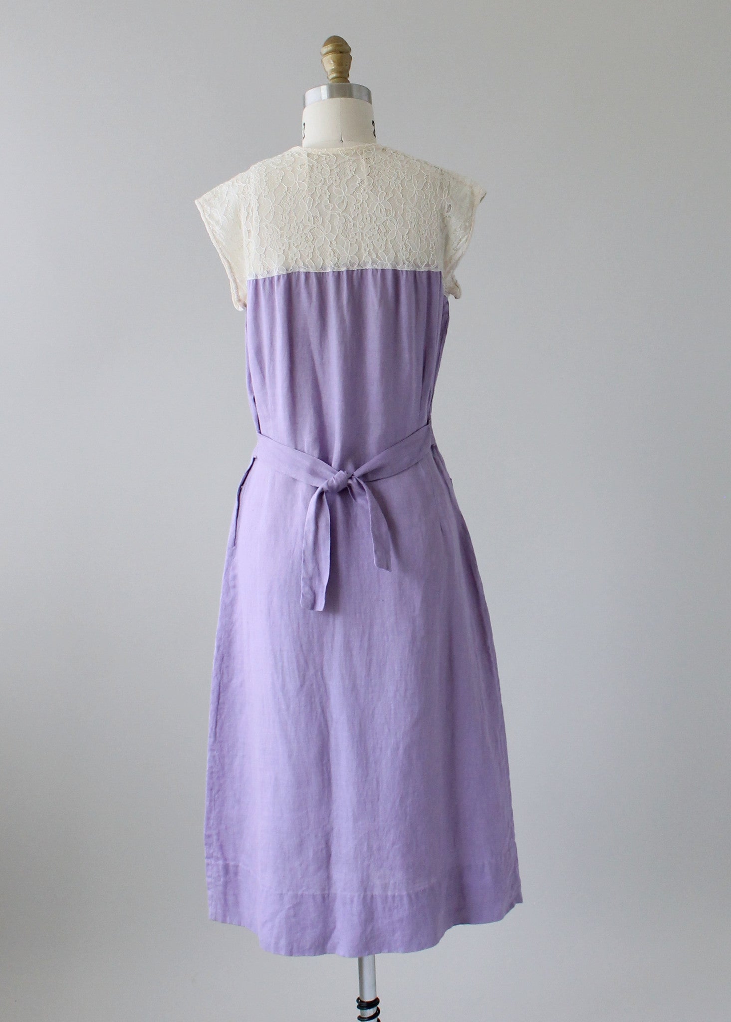 Vintage 1930s Lavender Linen and Lace Dress and Jacket
