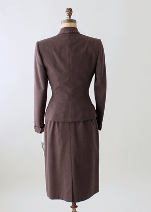 Vintage 1940s Brown Wool Power Suit