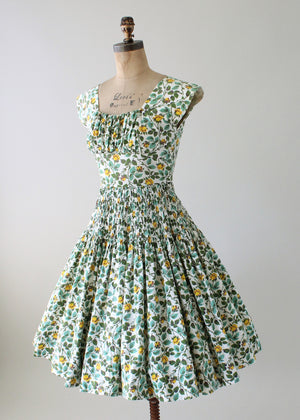 Vintage 1950s Vicky Vaughn Floral Cotton Summer Dress