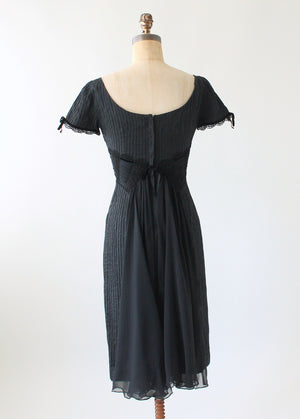 Vintage 1950s Silk Little Black Cocktail Dress