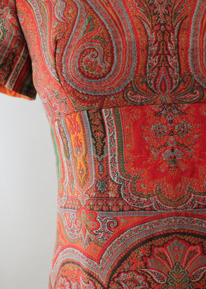 Vintage 1960s Victorian Paisley Shawl Remade Dress