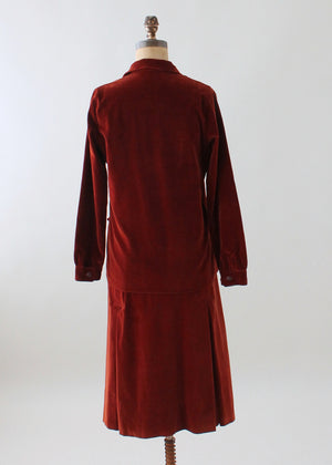 Vintage 1920s Chic Two Piece Velvet Day Dress