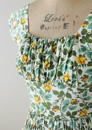 Vintage 1950s Vicky Vaughn Floral Cotton Summer Dress